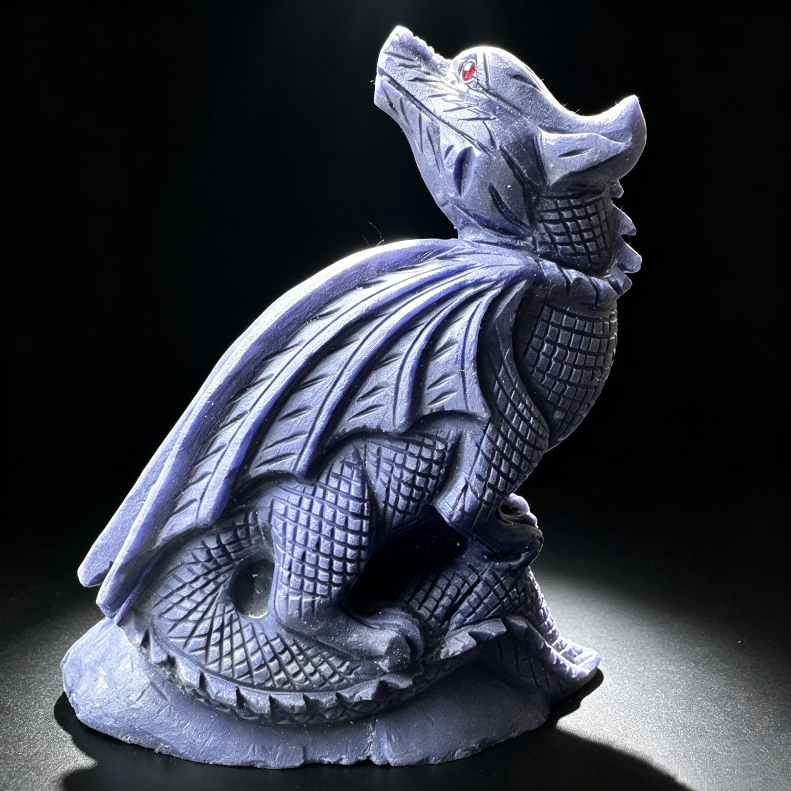 6.7 Hand Carved Blue Aventurine Dragon Figurine, Natural Crystal Stone Sculpture