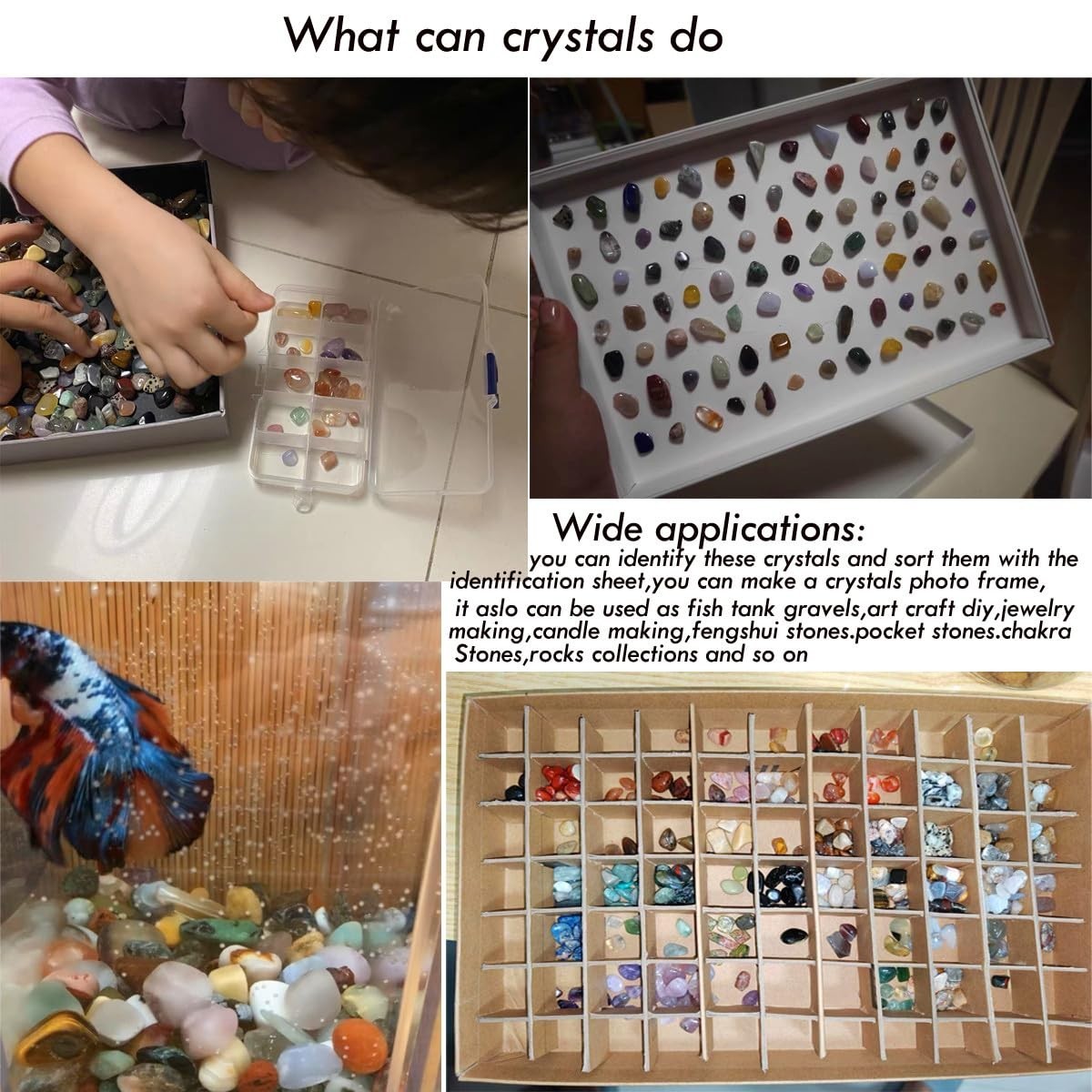 400+ Gemstones & Crystals Set, Tumbled Chips for Jewelry Making & Chakra Balanci