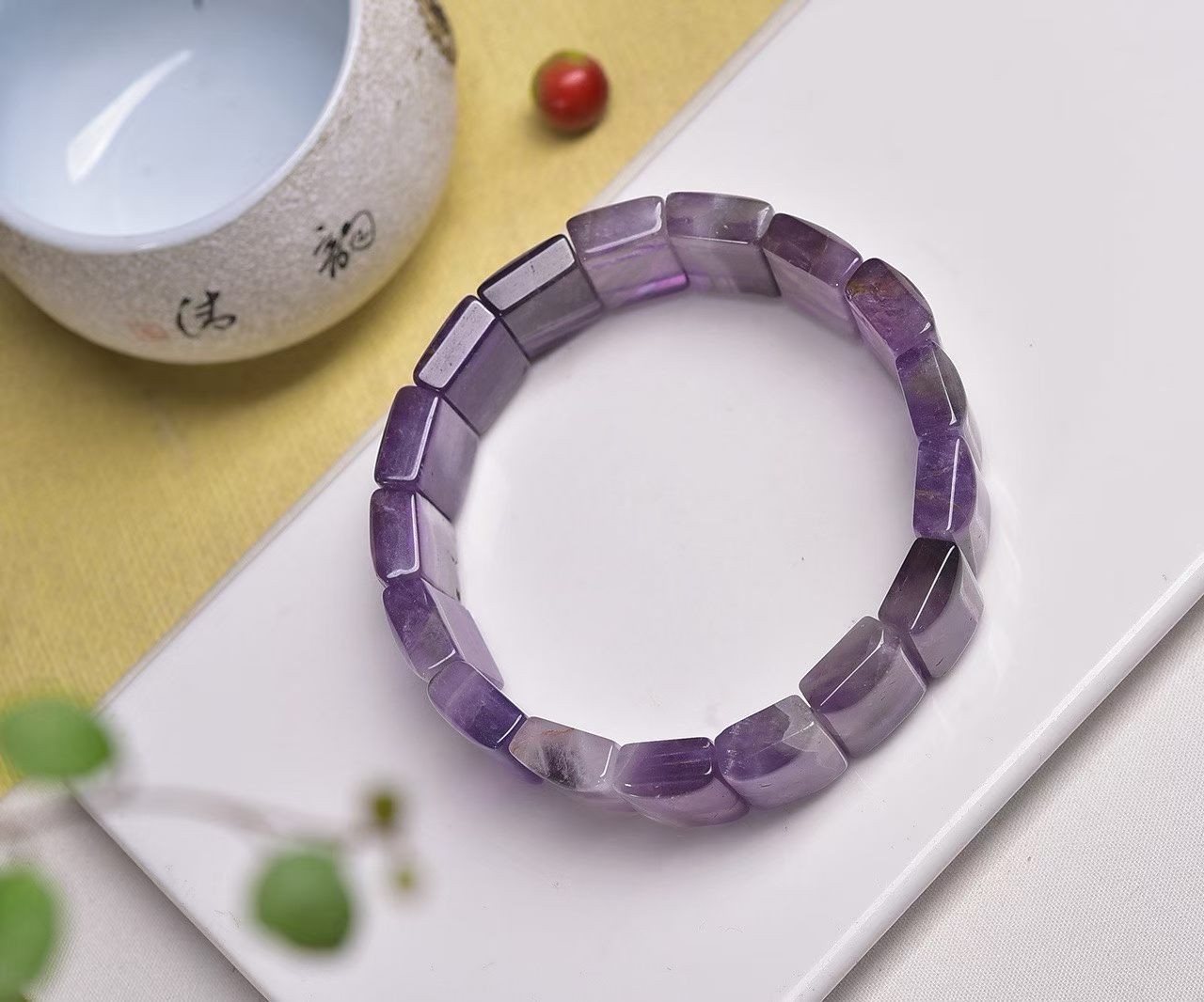 1pcs Natural Crystal Dream Amethyst Quartz Hand Bracelet 16mm Healing