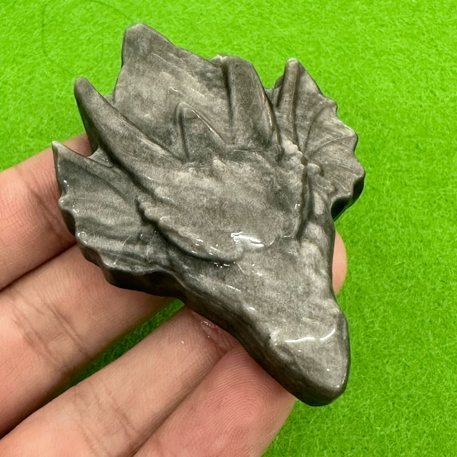 Natural Silver Obsidian Quartz Dragon Skull Crystal Specimen Reiki Healing 1PC
