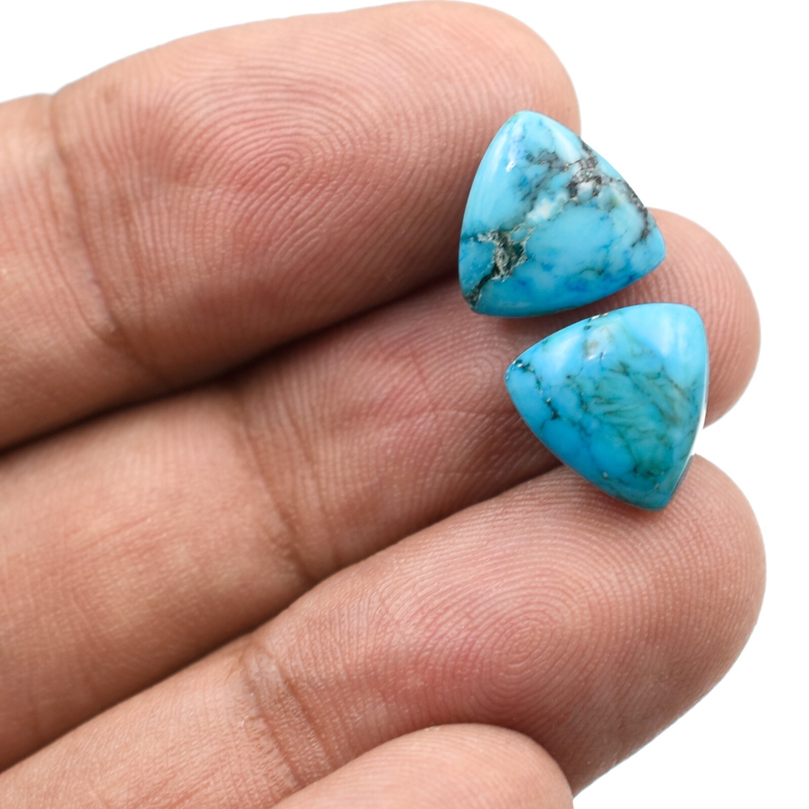Natural Turquoise Trillion Shape Plain Smooth Loose Gemstone For Jewelry Making