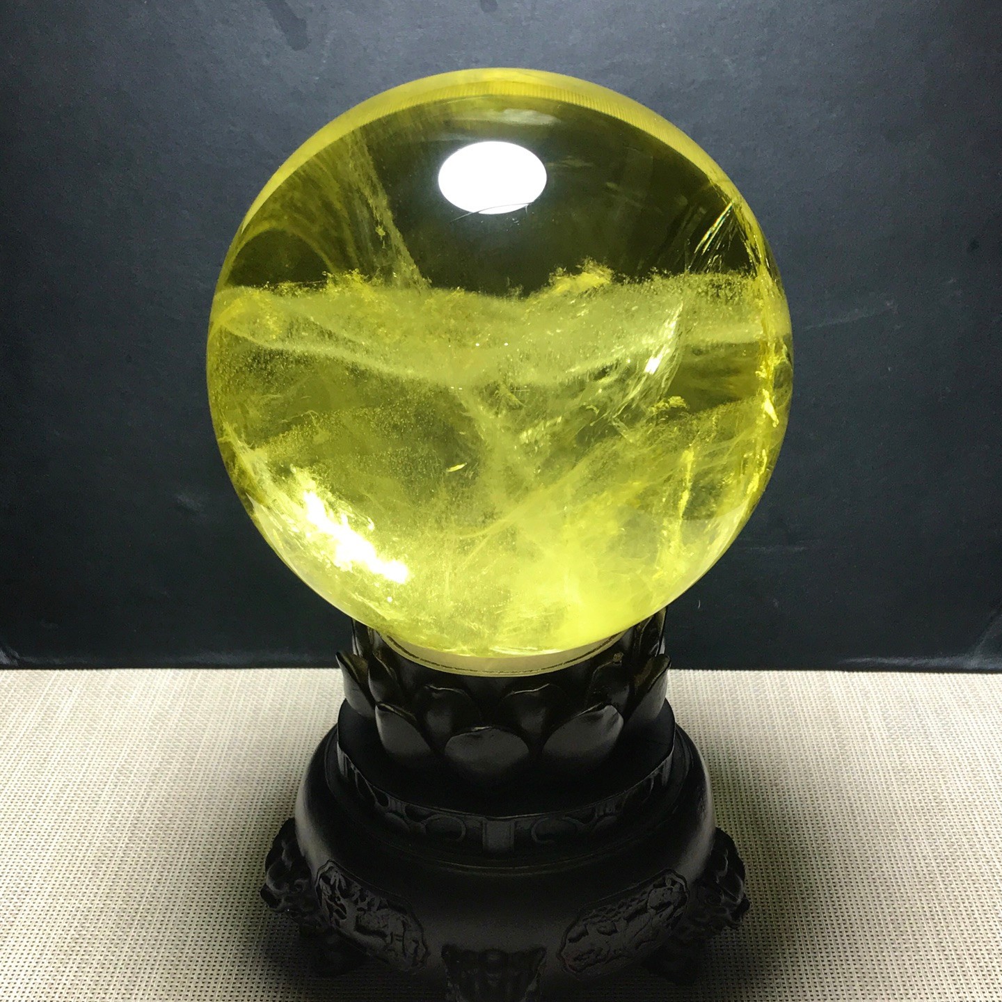 15LB Top Natura Citrine Quartz Sphere Quarzt Crystal Ball reiki Healing