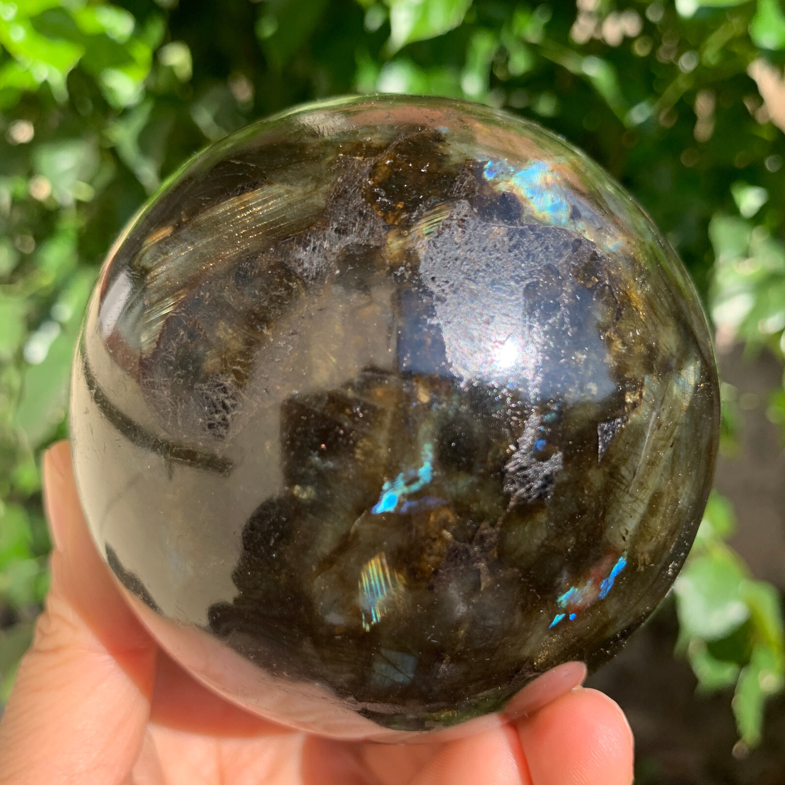1.92LB Natural gorgeous Labrador ball quartz crystal stone specimen healing