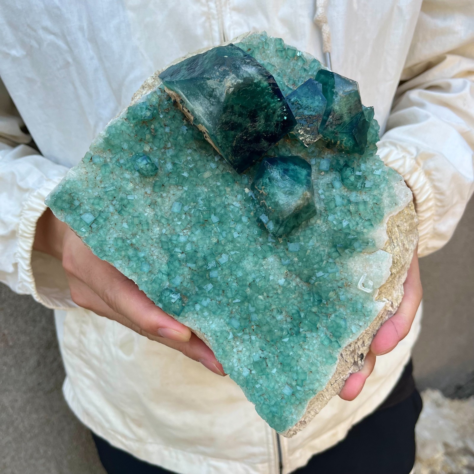 5.5LB Natural cubic green fluorite crystal cluster rough mineral specimen