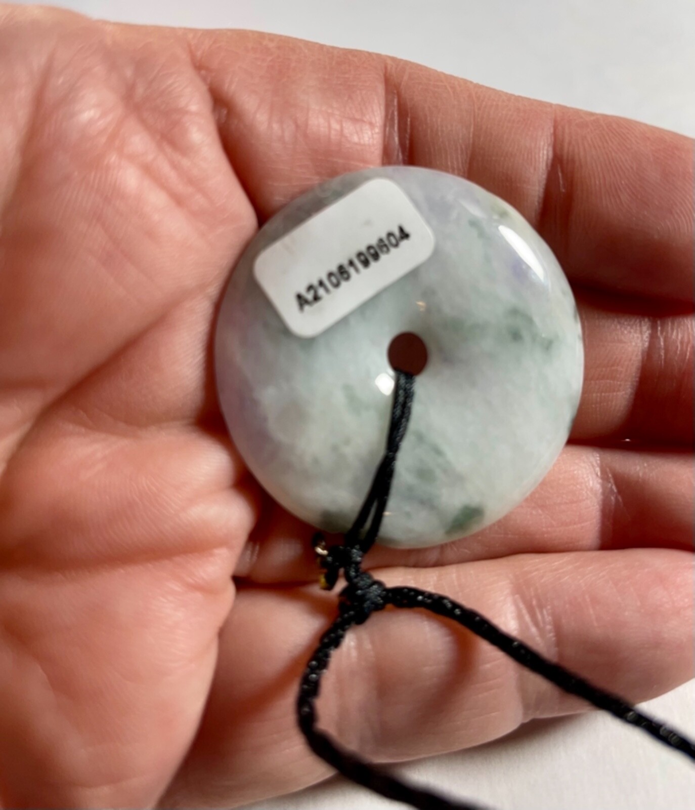 Certified Grade A 100% Natural Green Lavender Jade Donut Pendant 37mm 14.88g