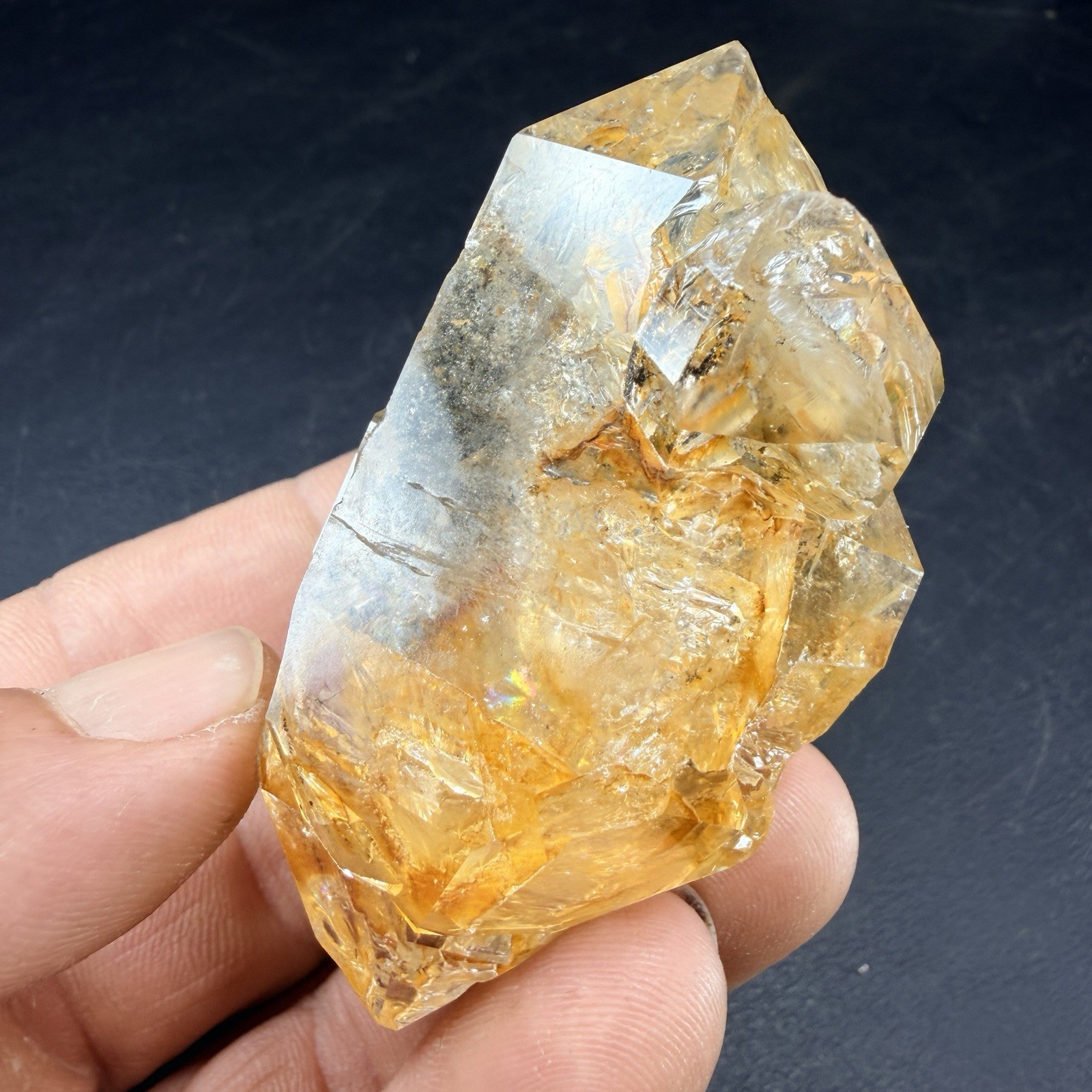 Golden Aura Herkimer Diamond Quartz Crystal Point Healer / New York *VIDEO*