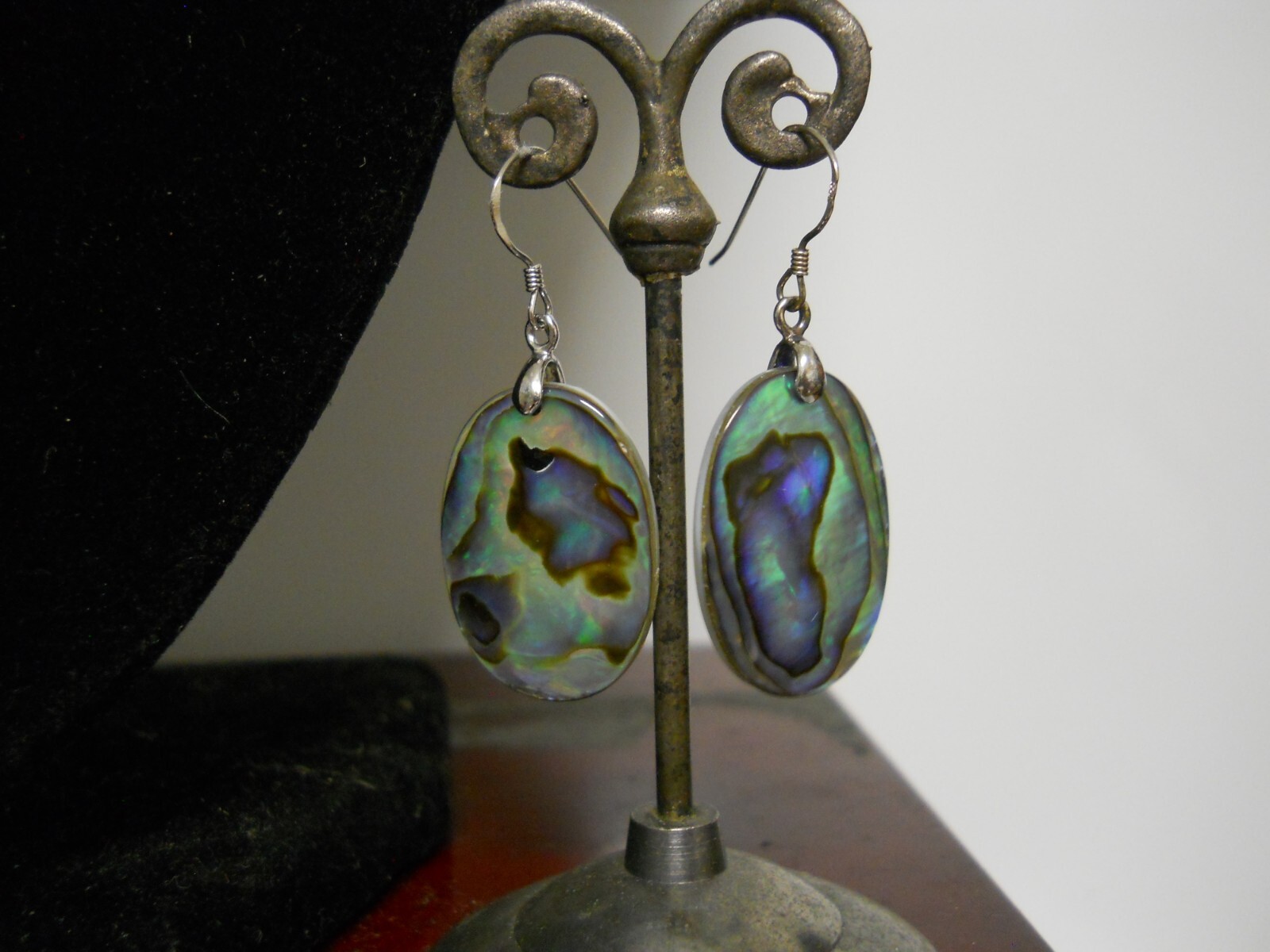 20″ Sterling Silver Necklace Authentic Abalone Shell & Earrings Jewelry Set #679