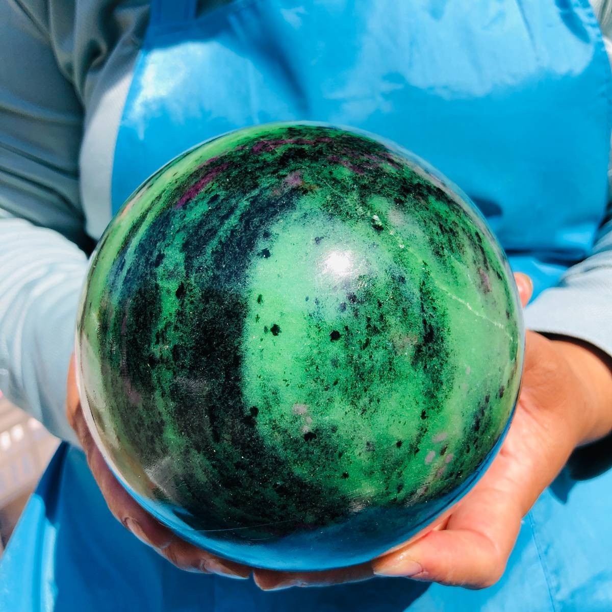7.28LB Natural green Ruby zoisite (anylite) crystal ball sample Healing