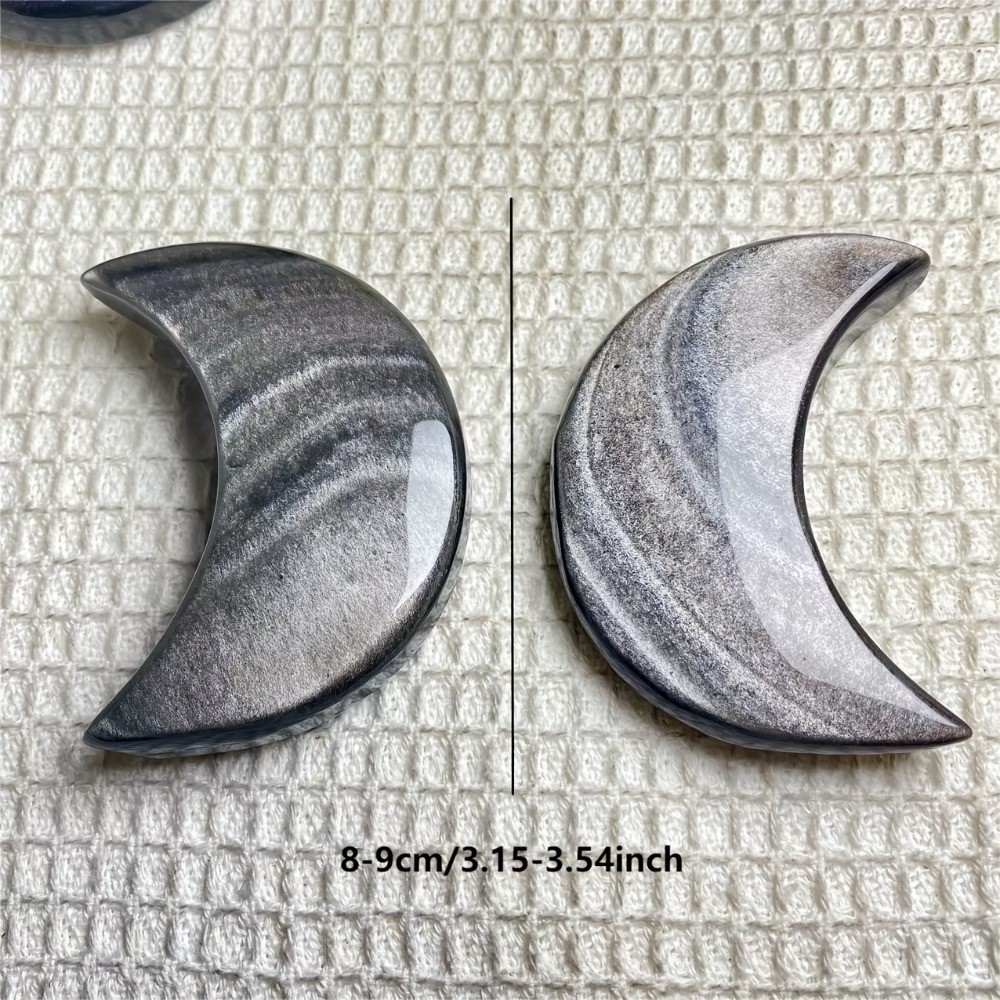 Random Silver Obsidian Moon Crystal Handcrafts Quartz Rock Healing Decor Gift