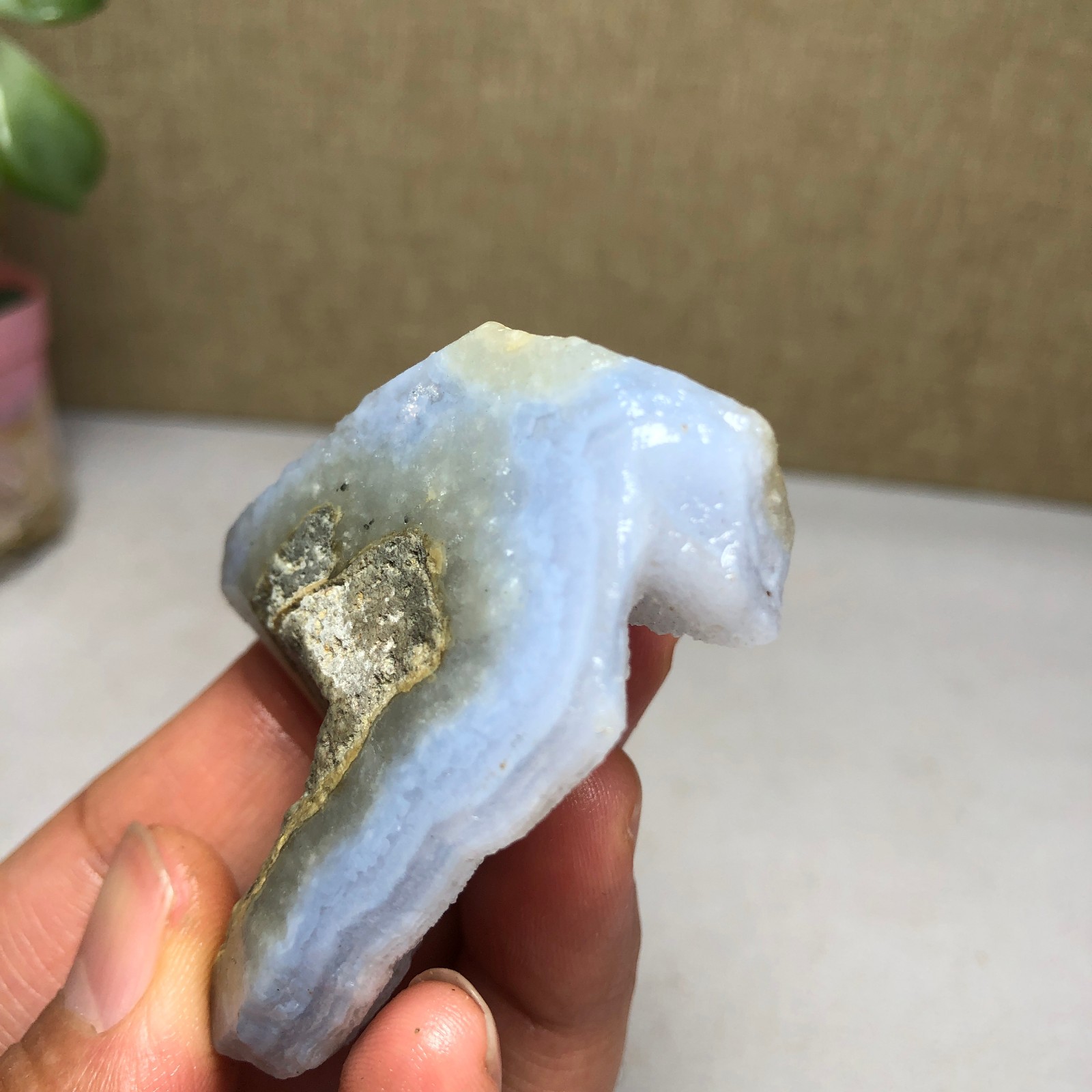 62-31-20mm Natural Blue chalcedony Crystal gemstone Rough Mineral Specimen A2162