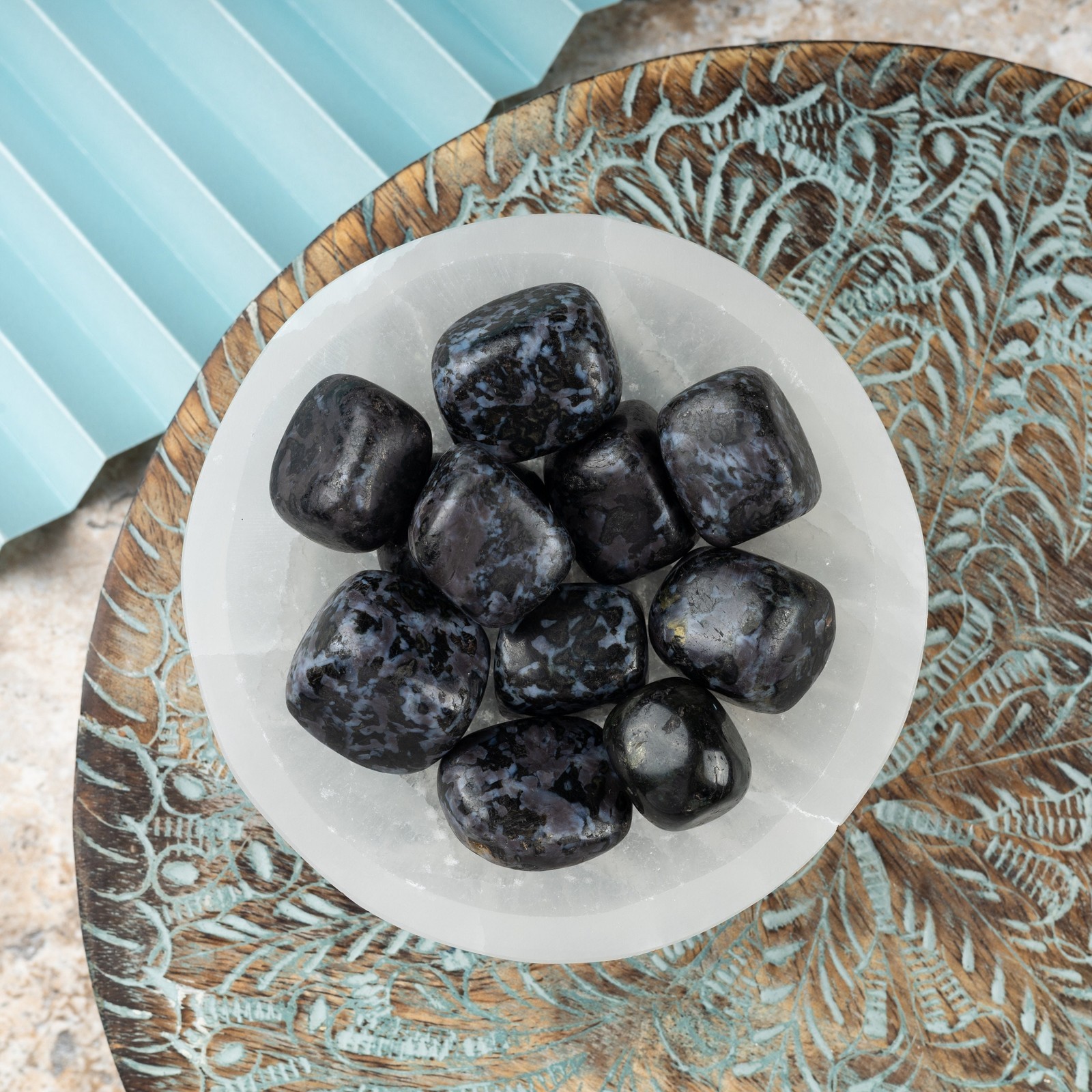 Indigo Gabbro Crystal Tumble Stone, Polished Stone for Meditation & Healing