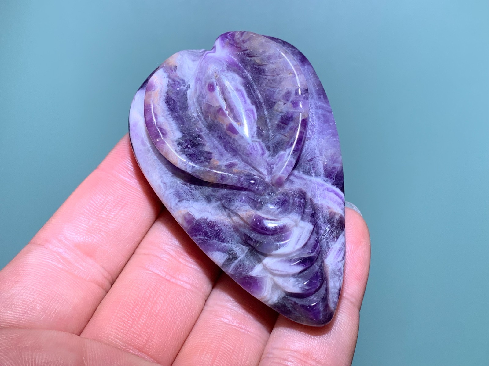 2.5”+Natural Dreamy amethyst quartz crystal hand carved Crystal Vagina skull 1x
