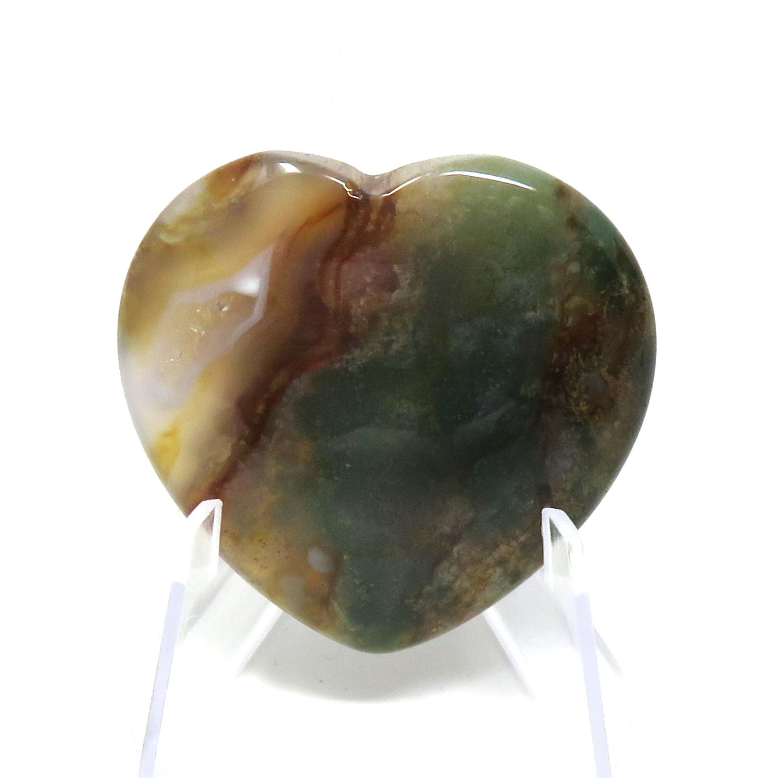 Indian Agate Stone Heart #1180- 40mm or 1.5″-Valentines Day Love Pocket Gemstone