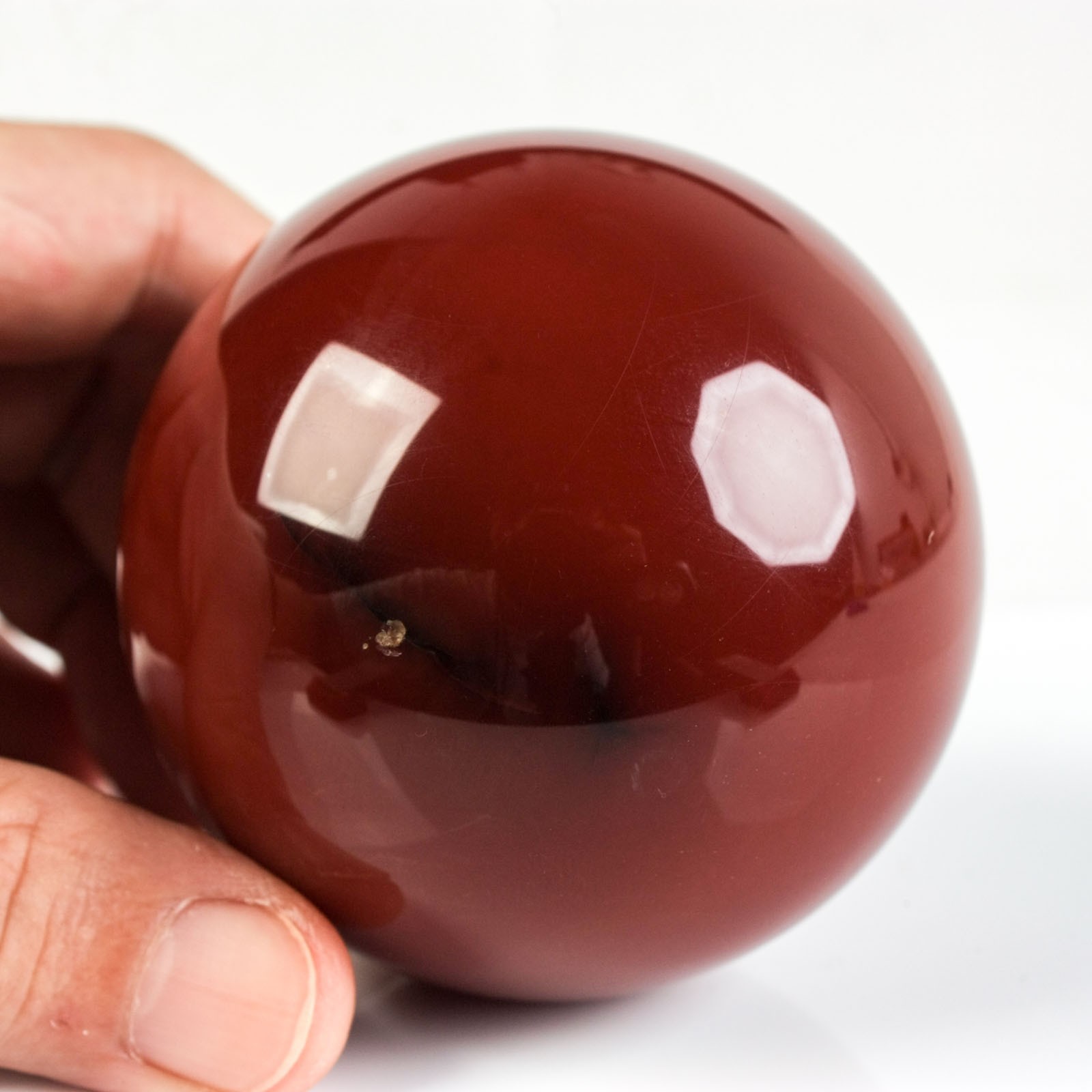 2.6″ 14.04oz Banded Carnelian Agate Sphere Druzy Geode Crystal Ball Specimen