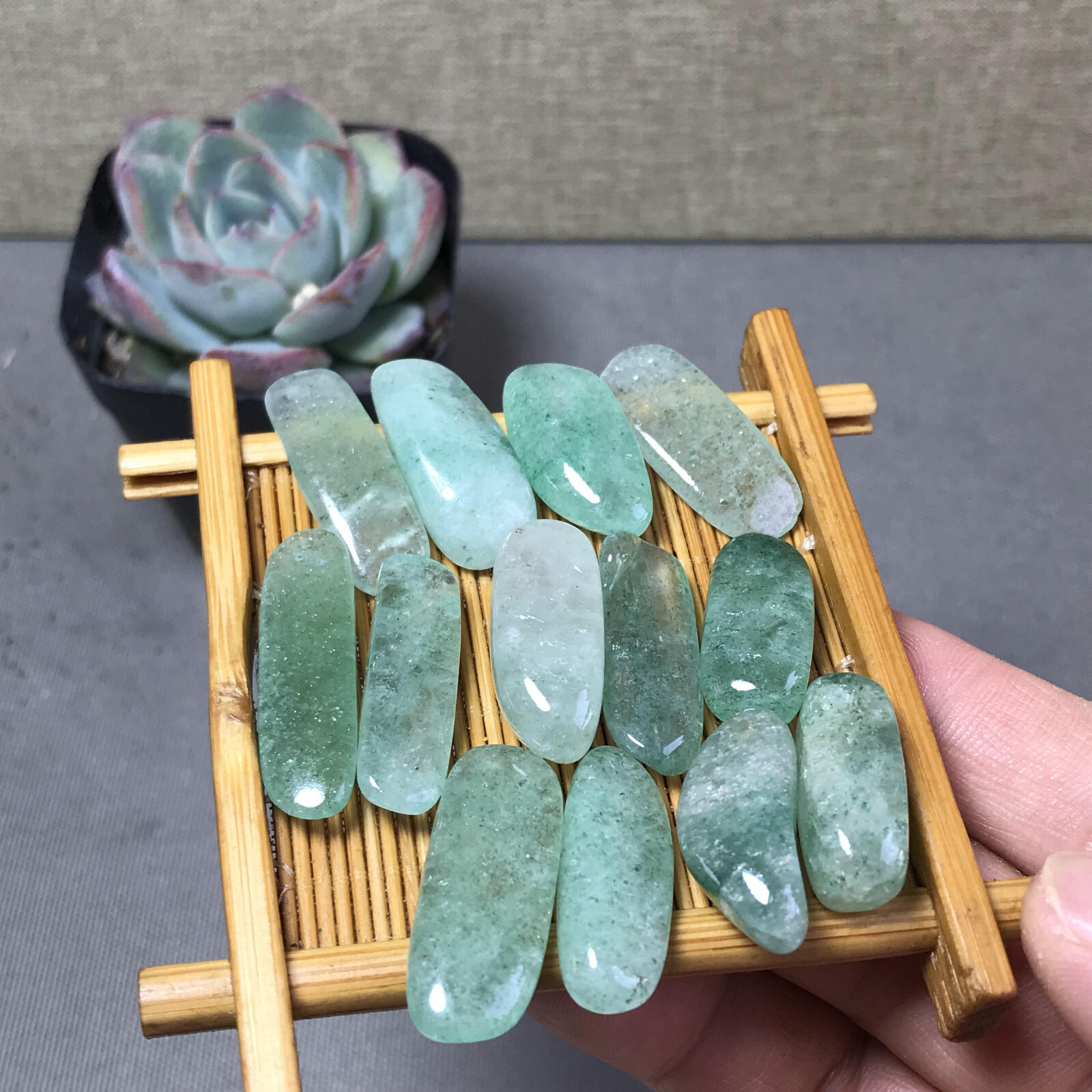 13Pcs Natural Green Strawberry Crystal gemstone Polish Mineral Specimen A6586