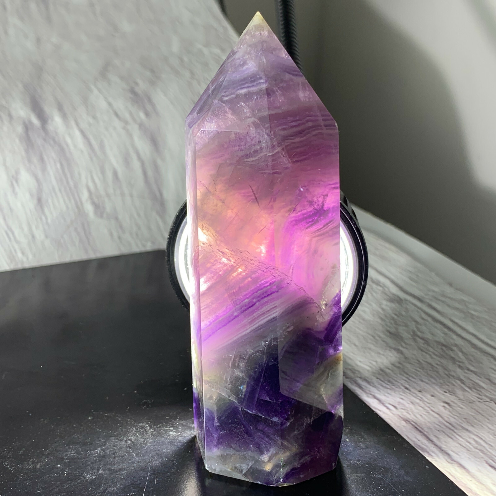350g-500g Natural rainbow fluorite quartz crystal obelisk wand point healing 1PC