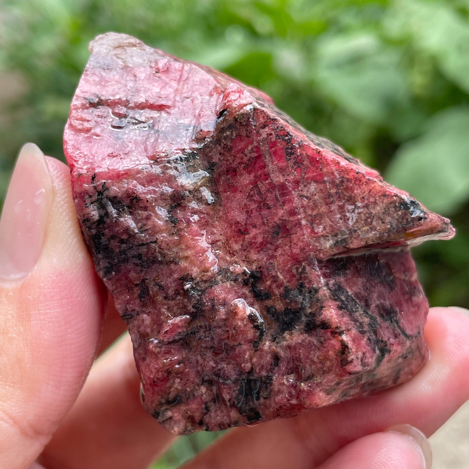135g Small Raw Ore Red Black Rhodonite Quartz Gemstone Mineral Specimen