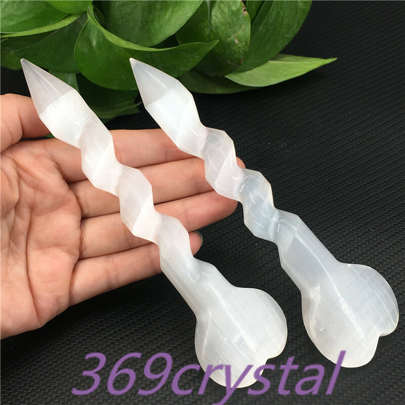 6″ Natural Selenite Heart Quartz Spiral Sword Obelisk Crystal Bar Reiki gift 1pc
