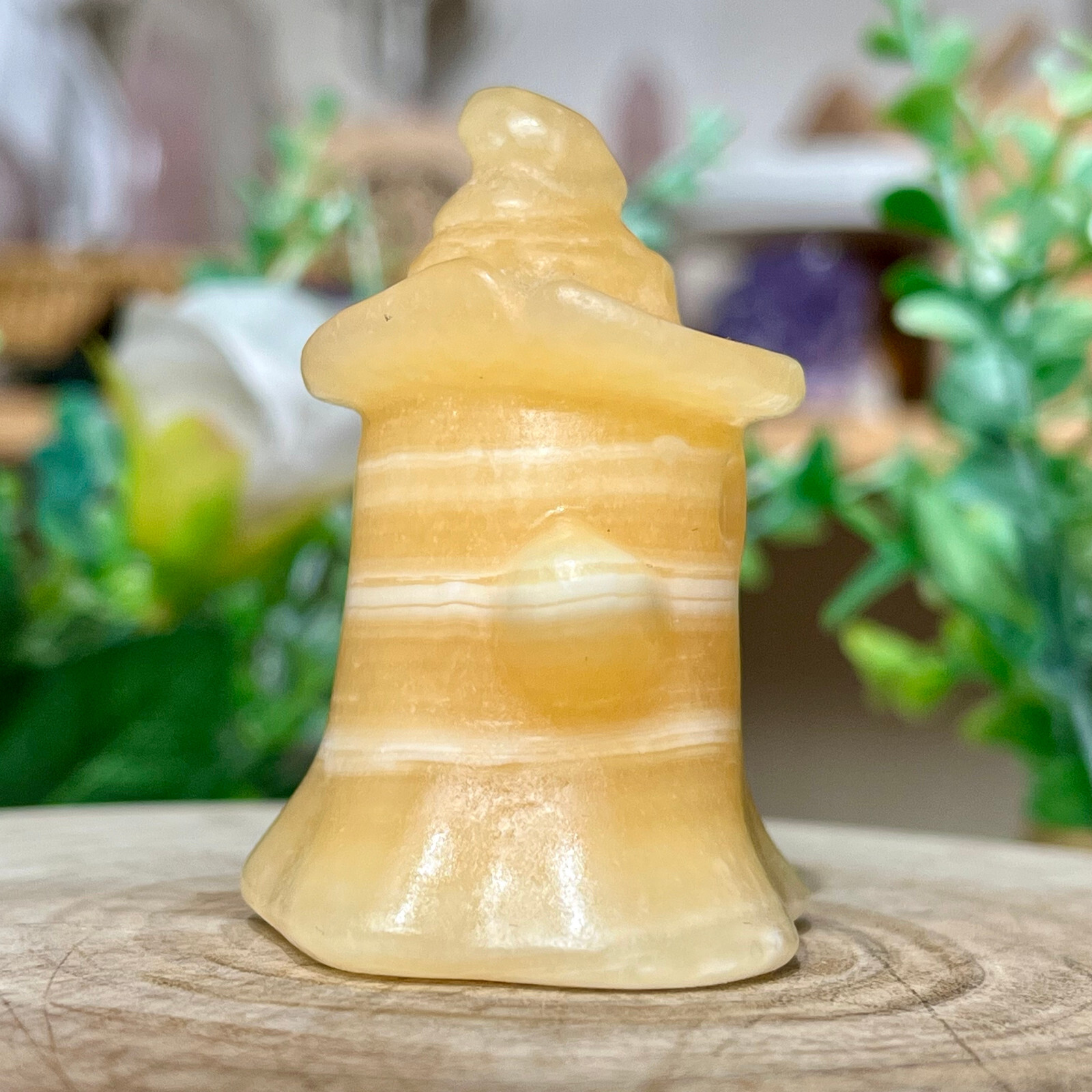 70G Natural yellow calcite Ghost hand carving crystal quartz reiki gift