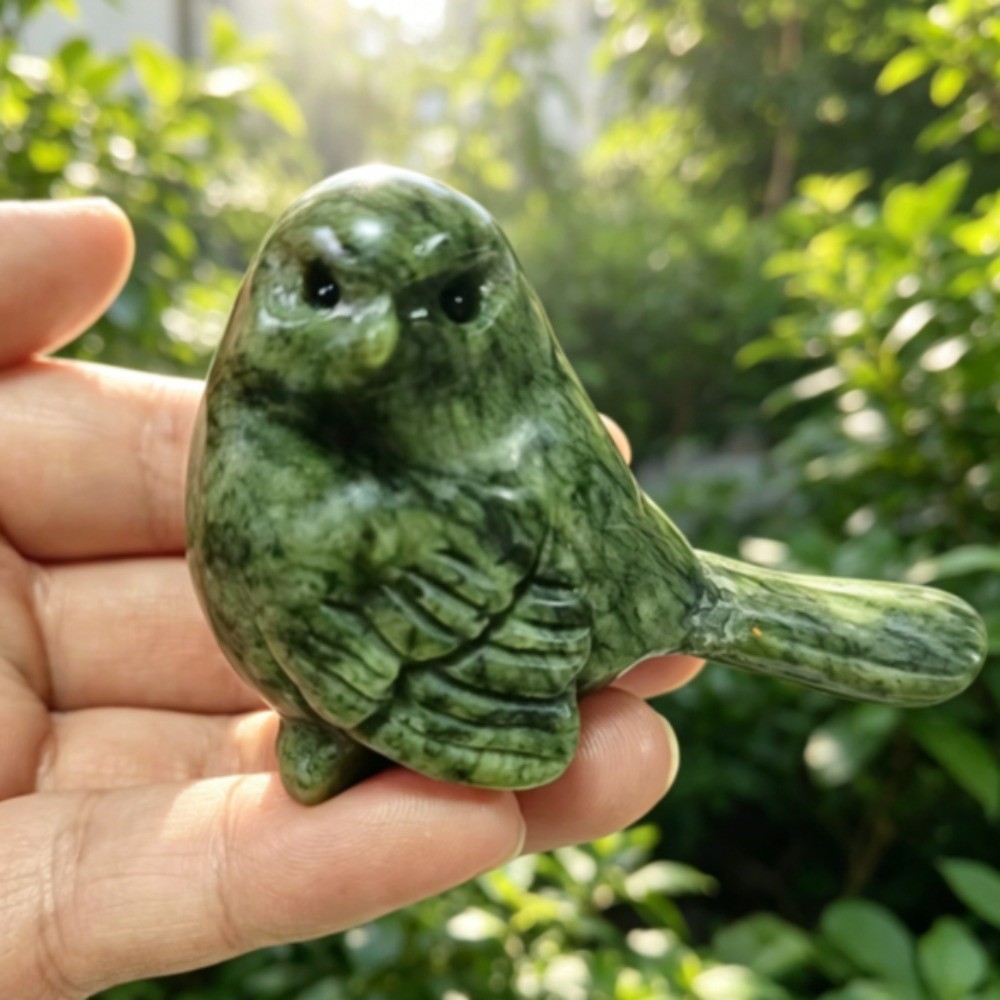 Natural Serpentine Jade Bird Hand Carved Crystal Reiki Healing stone Decor 1pcs