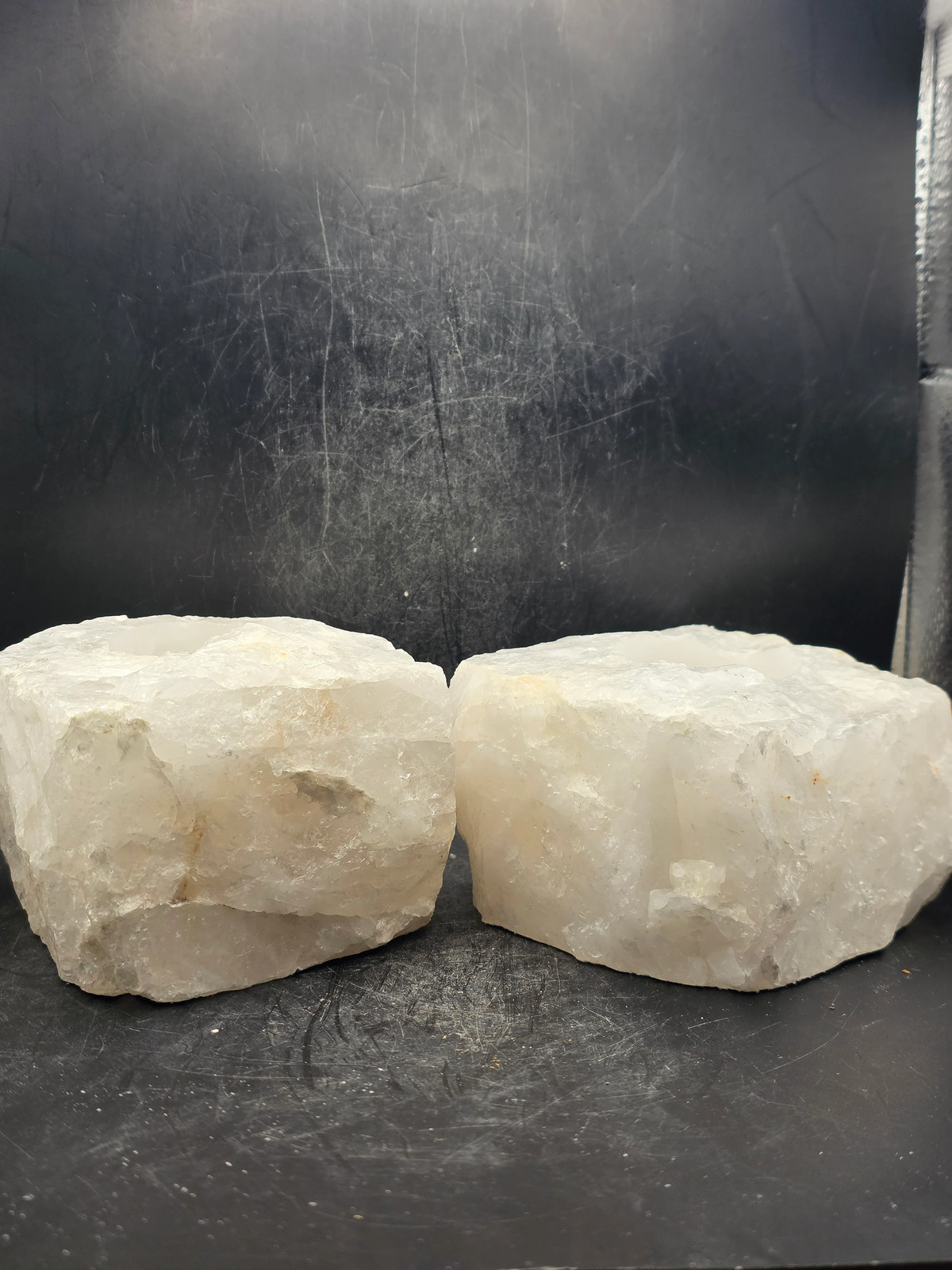 Clear quartz candle holder! 2.2 pounds, 4 inches by 3.5 inches!