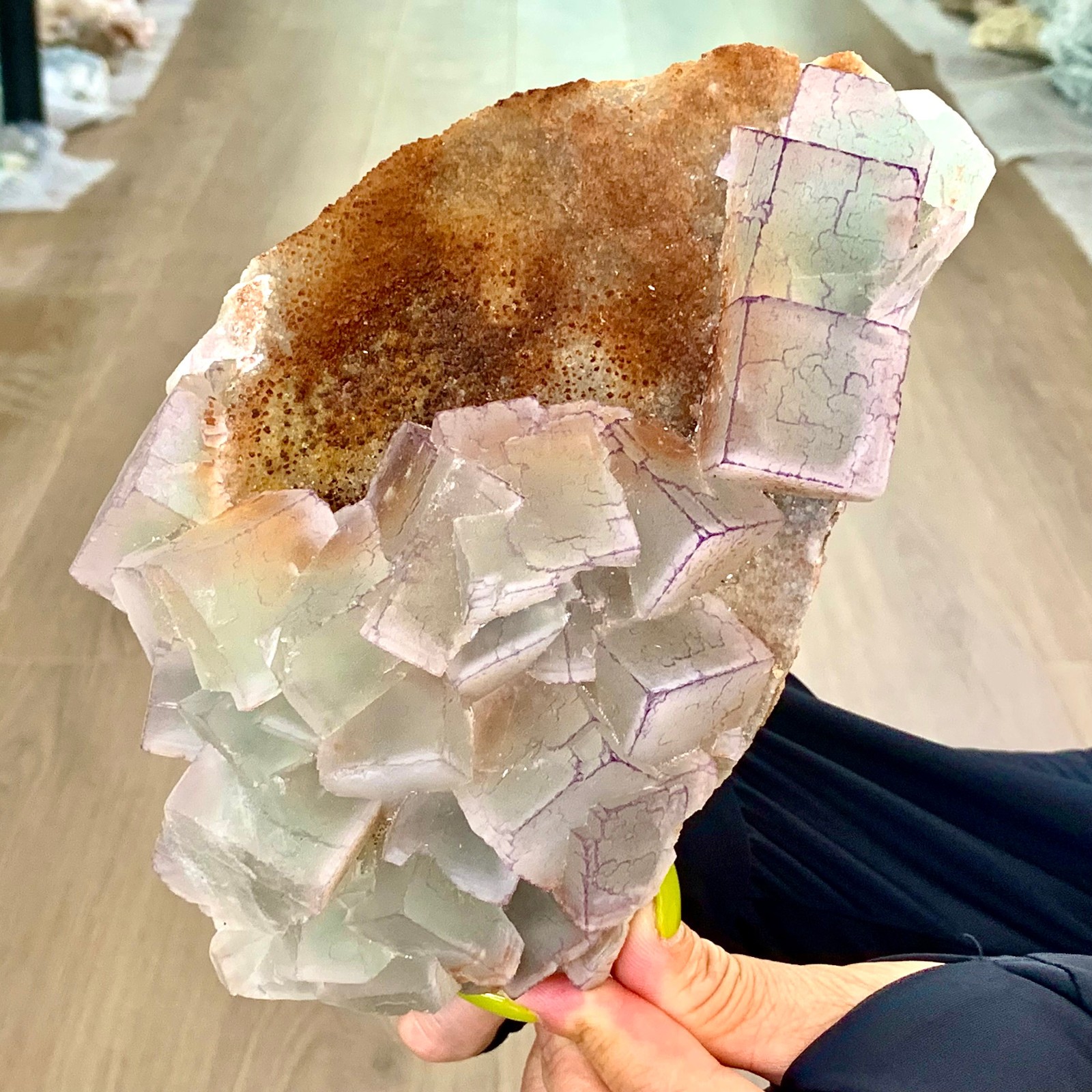 4.56LB Natural Purple Green “QR Code” Fluorite Cluster Mineral Sample/Guizhou