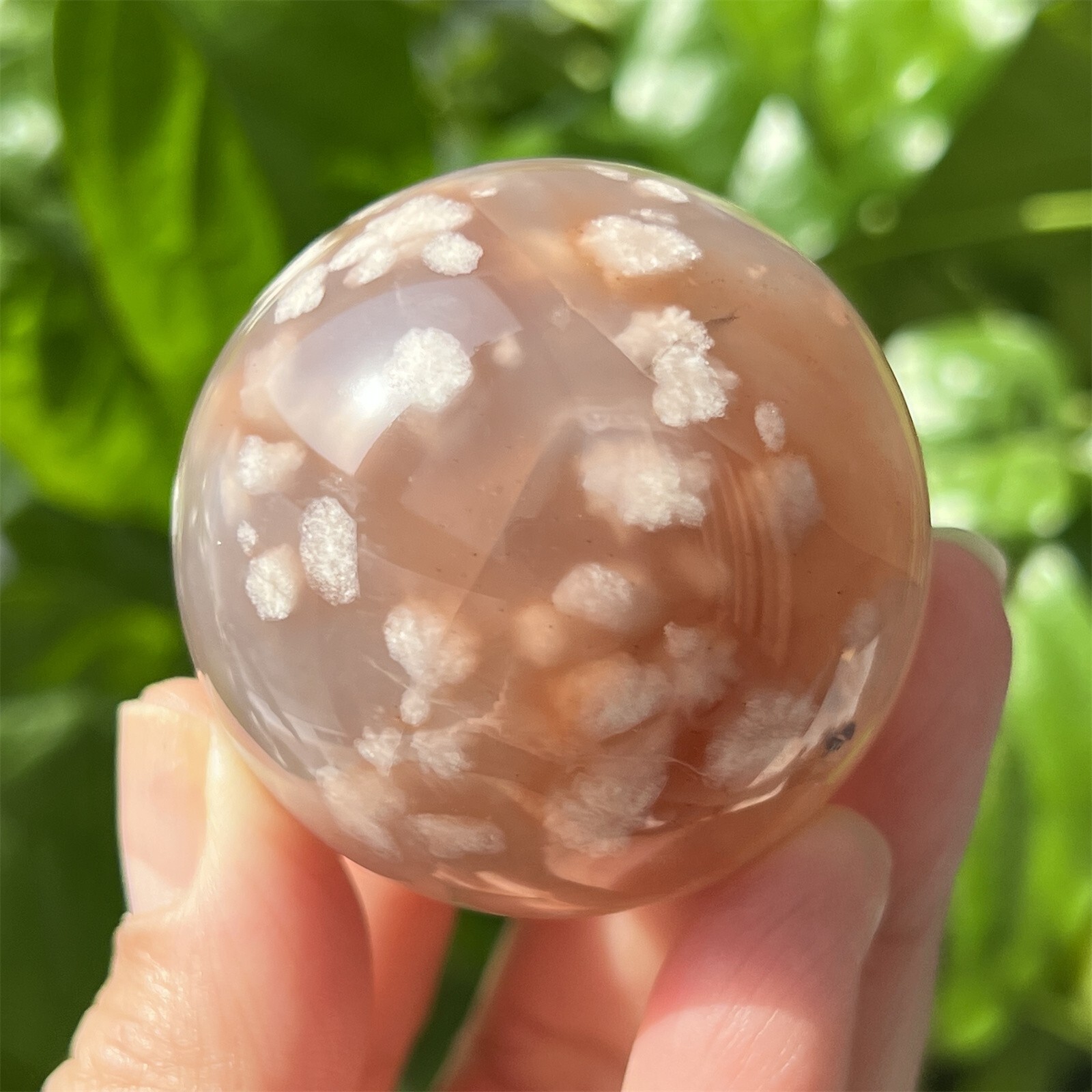 120g+ Natural cherry blossom agate sphere quartz crystal Ball 45mm+ Random 1pc