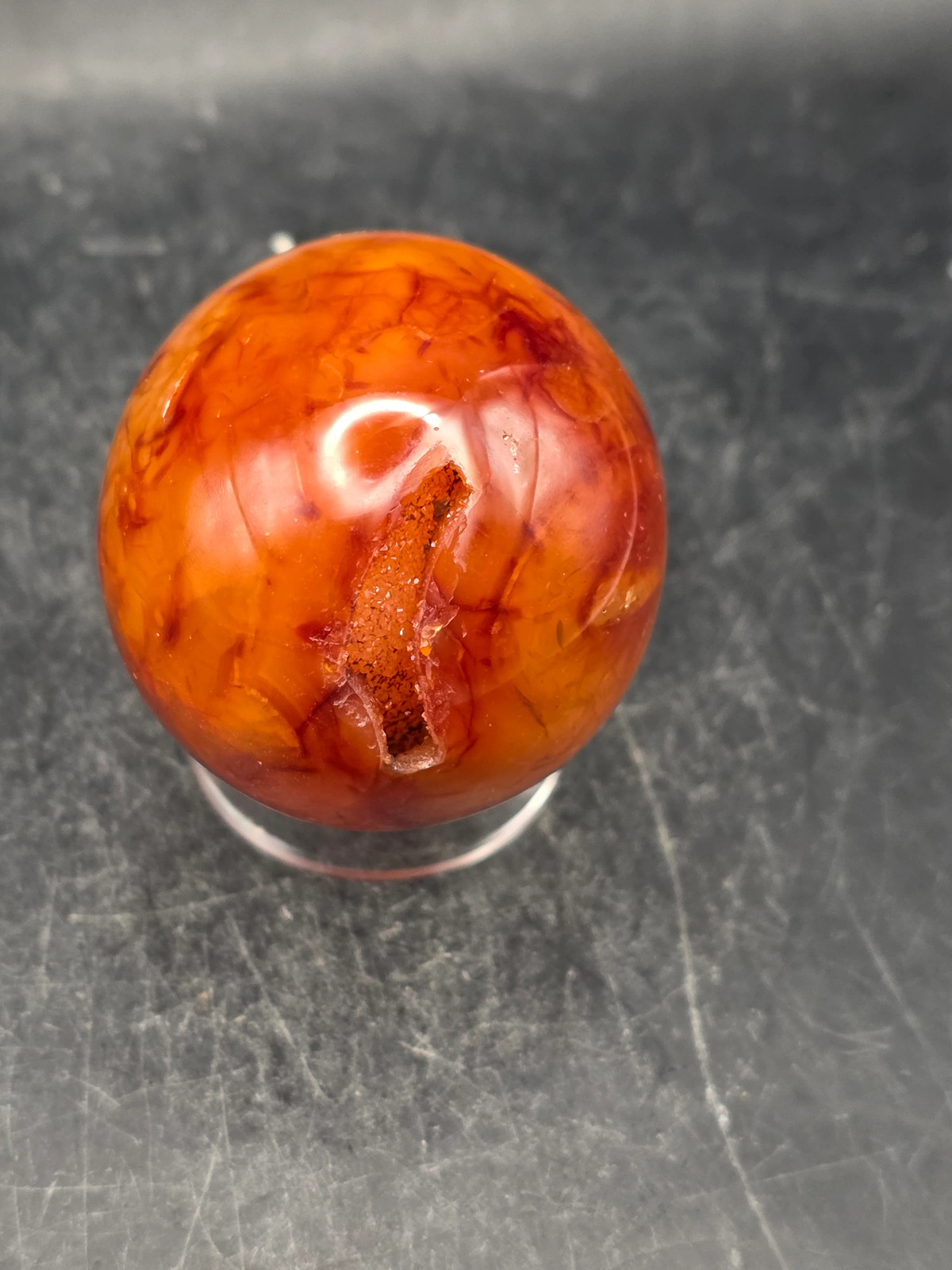 Druzy Carnelian agate egg! 4.5 ounces, 2 inches tall, 1.6″ wide