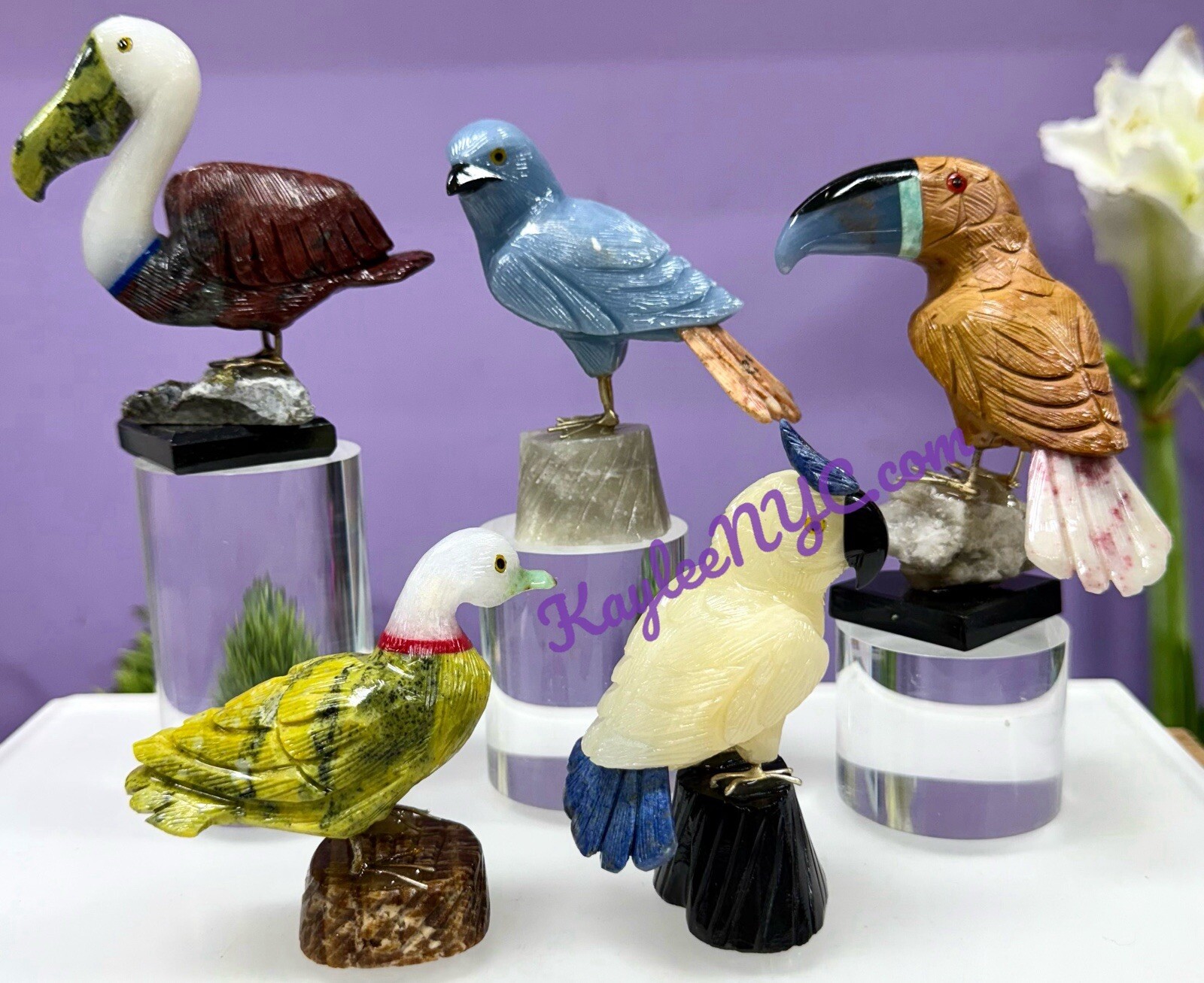 Wholesale Lot 5 PCs Mix Natural Crystals Birds Healing Energy
