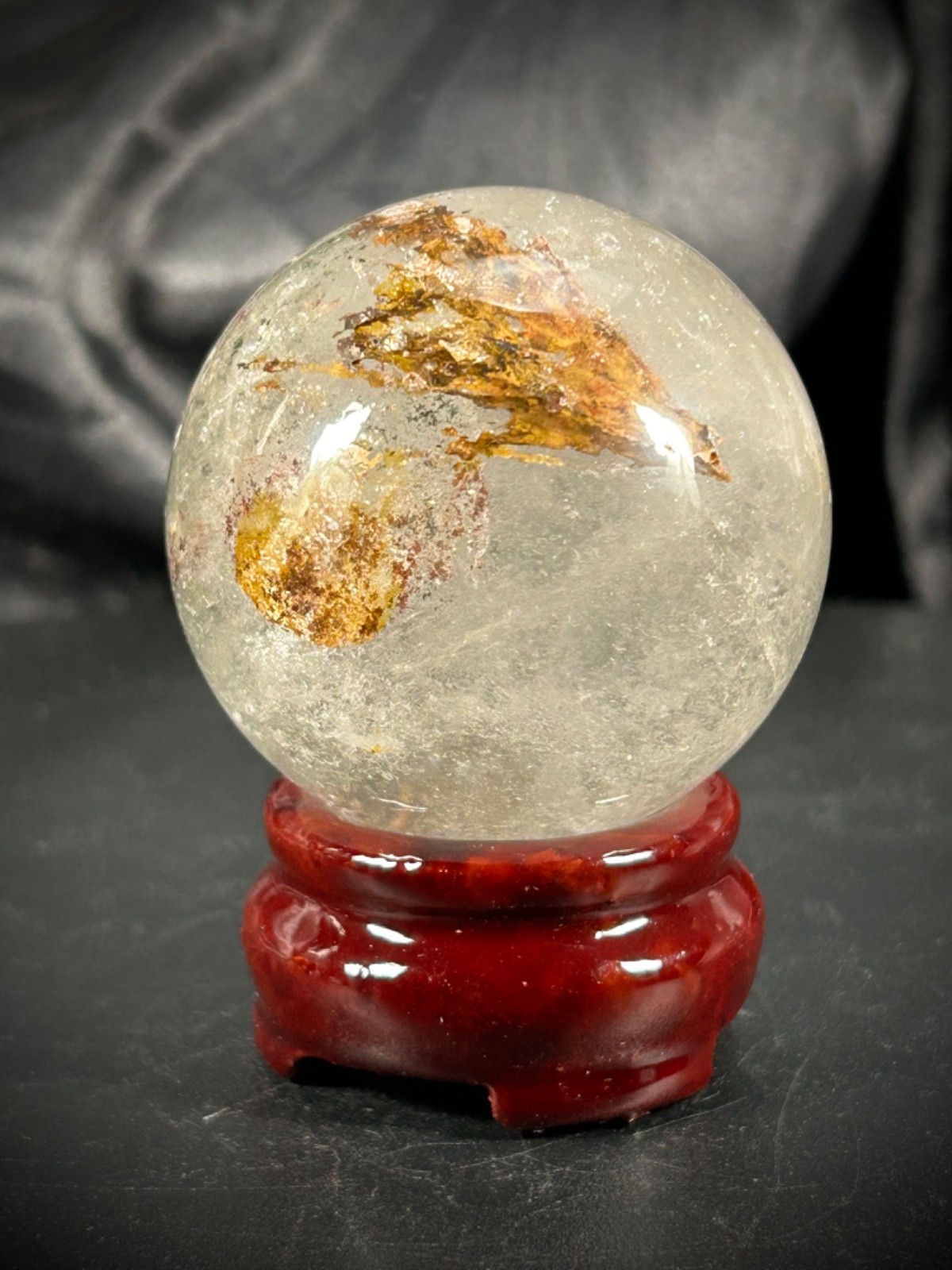 2.02″ Garden Quartz Sphere With Wood Stand 6.5oz (185 grams)