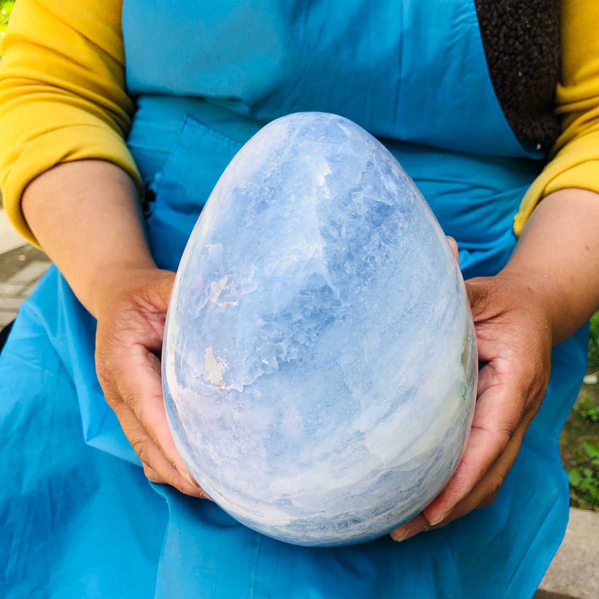 8.2LB Natural blue celestite POLISHED egg shape Quartz Crystal healing decor