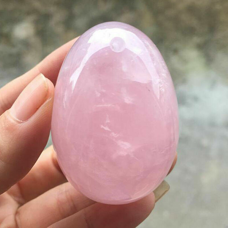 Natural Pink Rose Quartz Egg-shaped Magic Crystal Healing Ball Sphere Gemstone