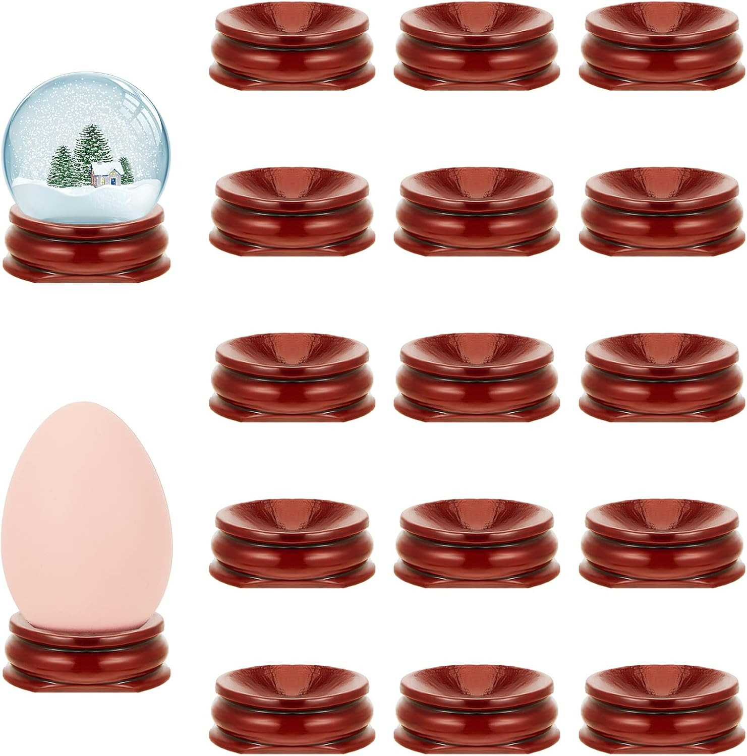 15 Pcs Sphere Stands for Display Crystal, Crystal Holder Wood Egg Ball Stand Sto