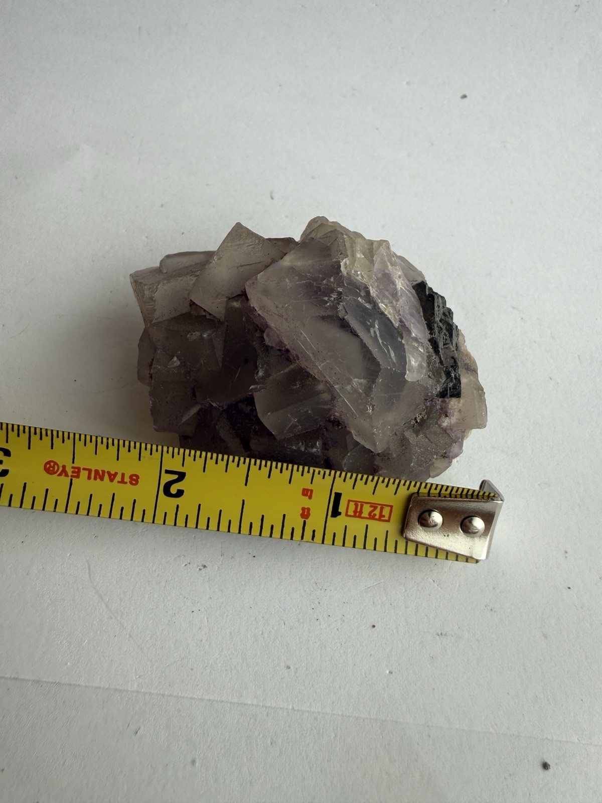 450g Transparent Light Purple Cubic Fluorite Crystal Cluster Mineral Specimen