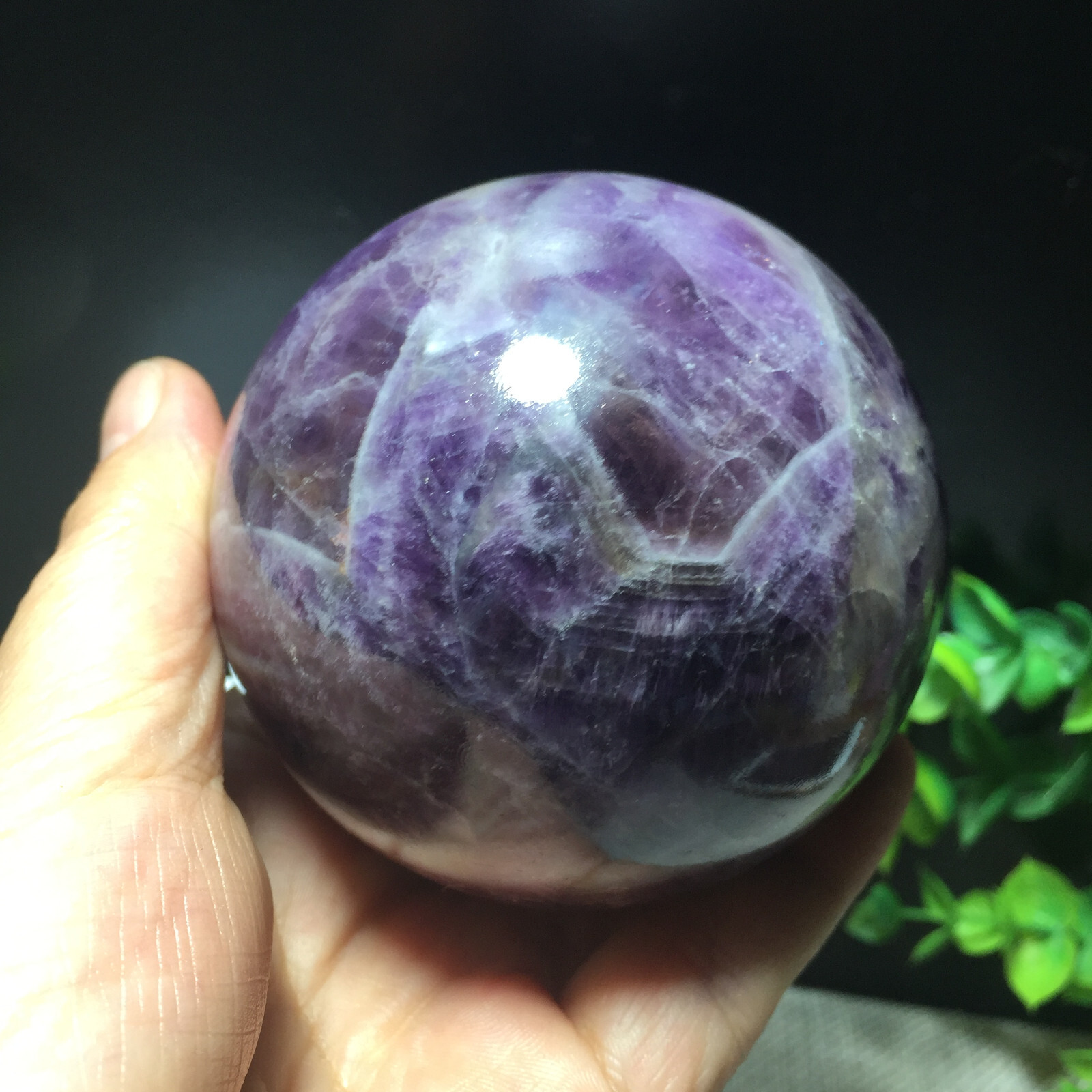 556g 73mm Natural Dreamy Amethyst ball quartz crystal sphere healing 214