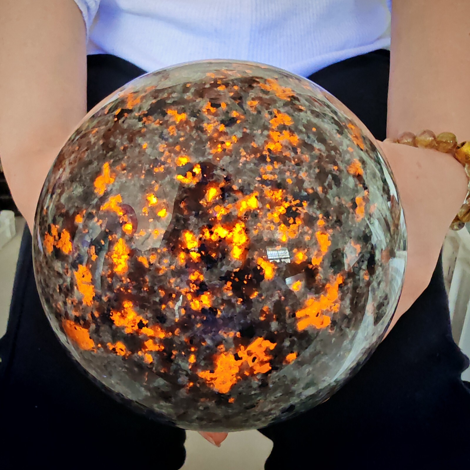 7.15LB Natural Flame Stone Ball Body Crystal Ball Spiritual Healing 3250g