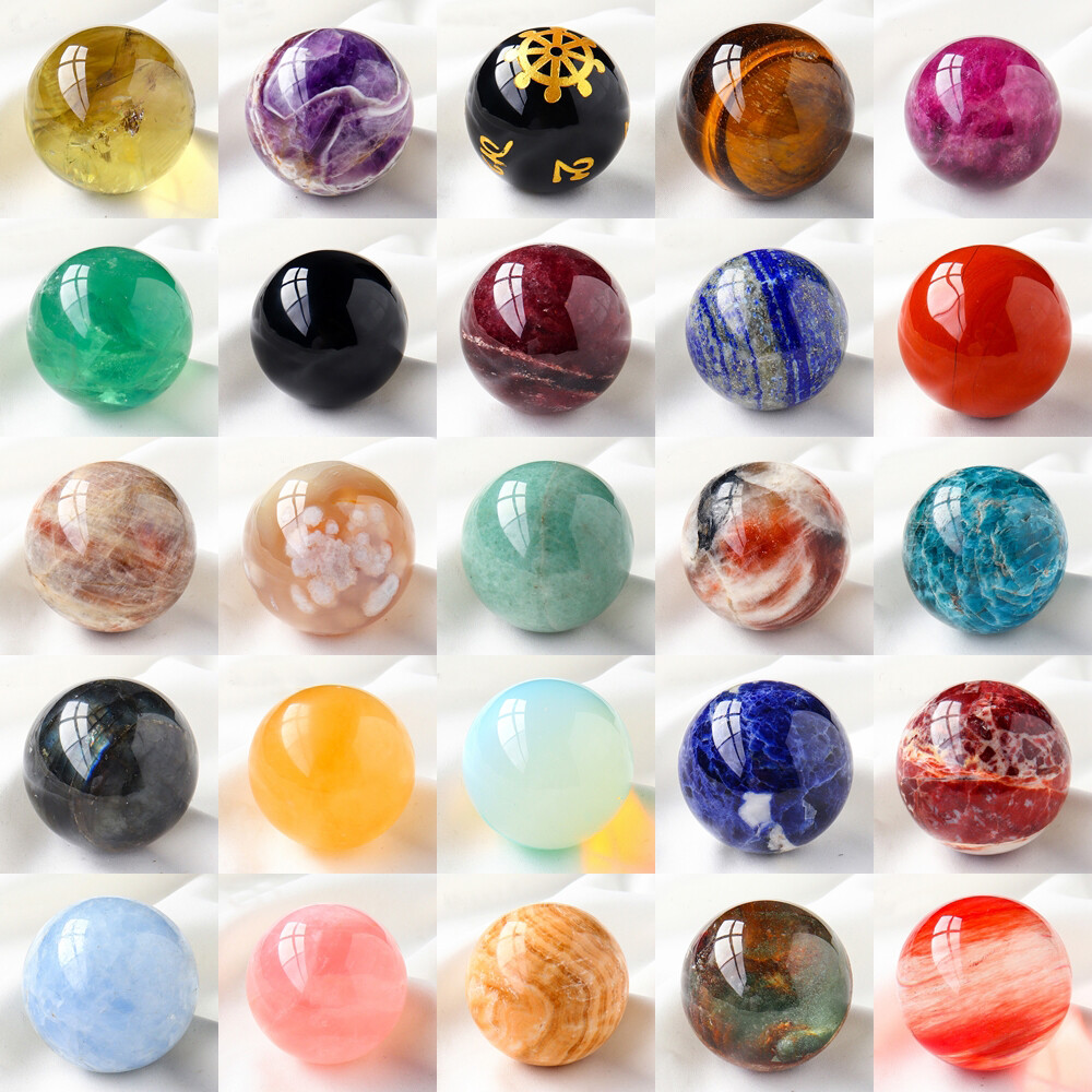 40MM Wholesale Lots Mix Natural Gemstone Sphere Crystal Ball Reiki Healing Globe