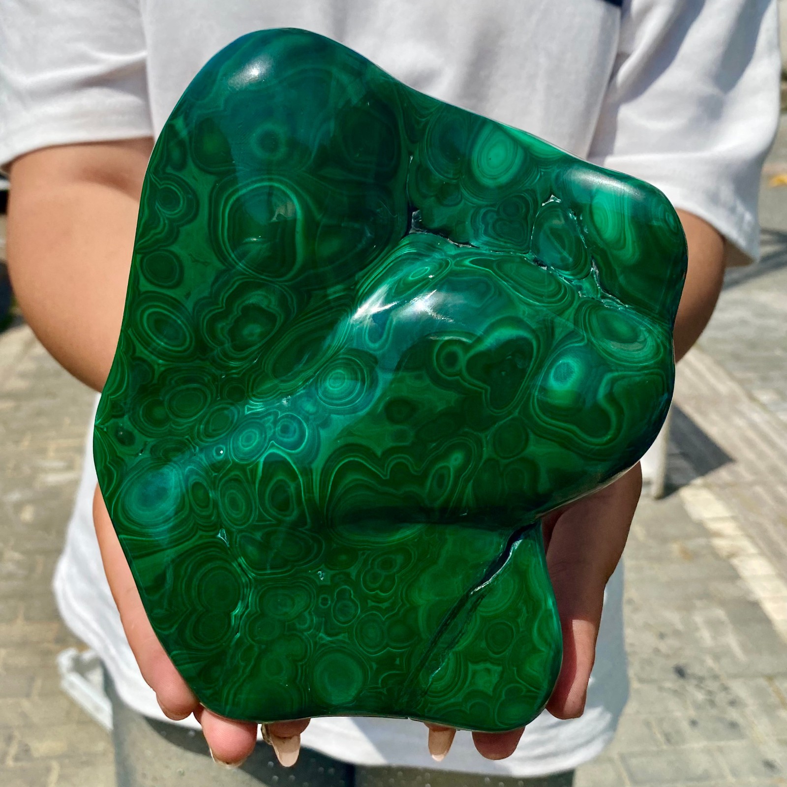 5.04LB Natural glossy Malachite transparent cluster rough mineral sample