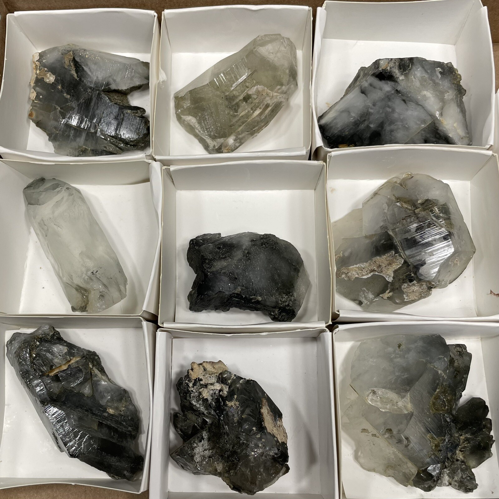 Chlorite & Amphibole In Quartz Crystal Khaplu Gilgit-Baltistan PAKISTAN Lot Of 9