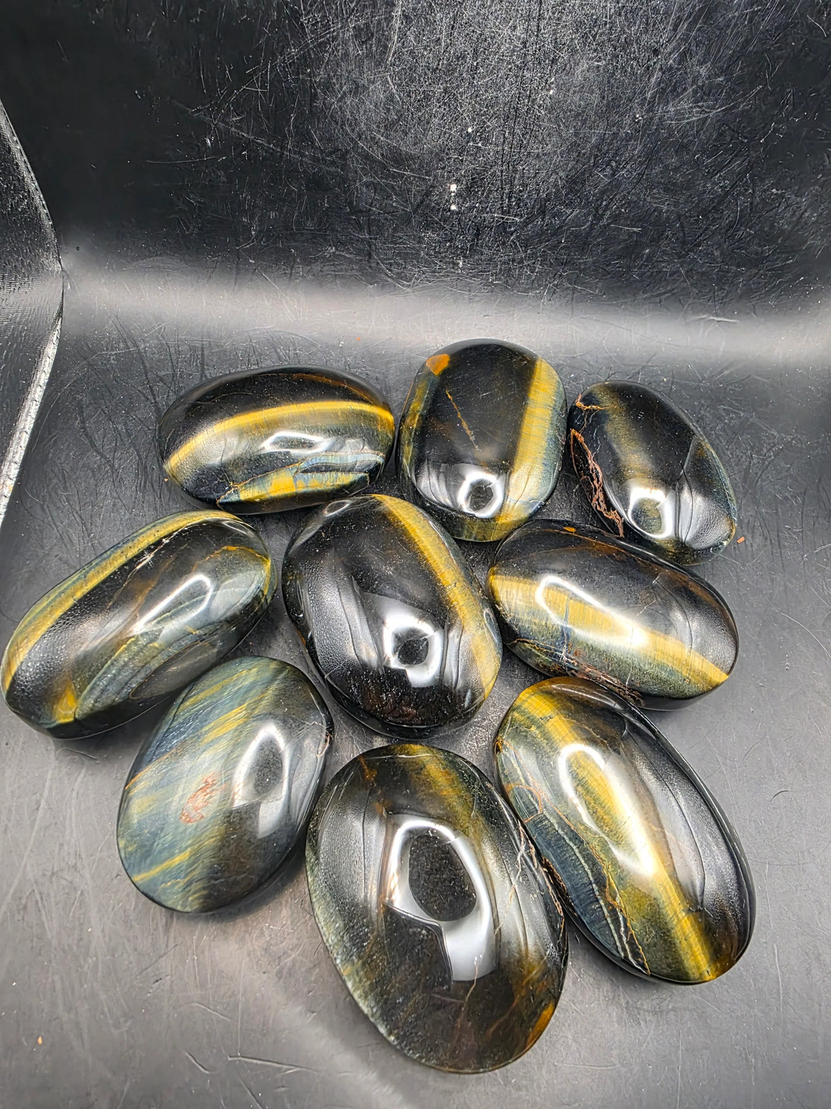 Blue tiger eye palm stone! 2 too 2.5 inches!