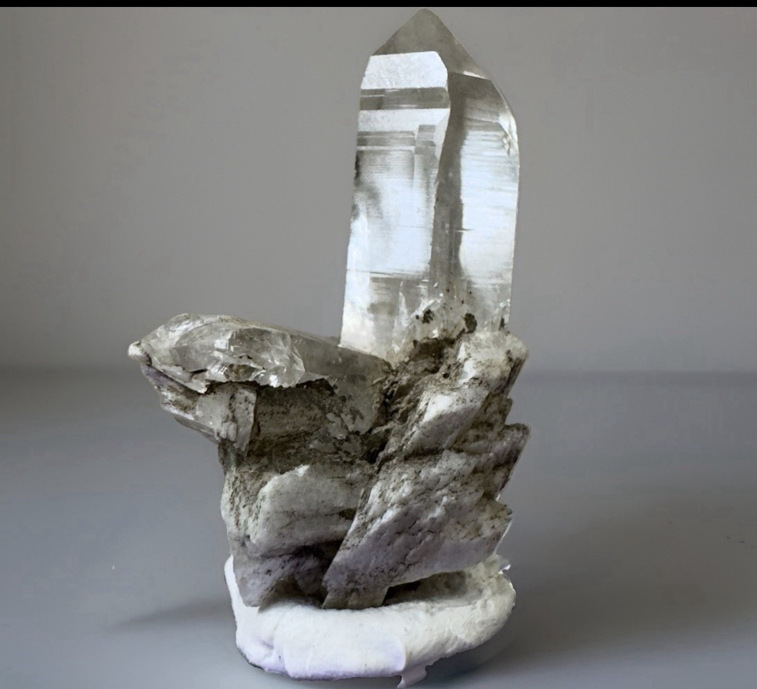 “Mountain Sentinel” Hashupi Himalayan Akashic Quartz on Feldspar & Mica Crystal