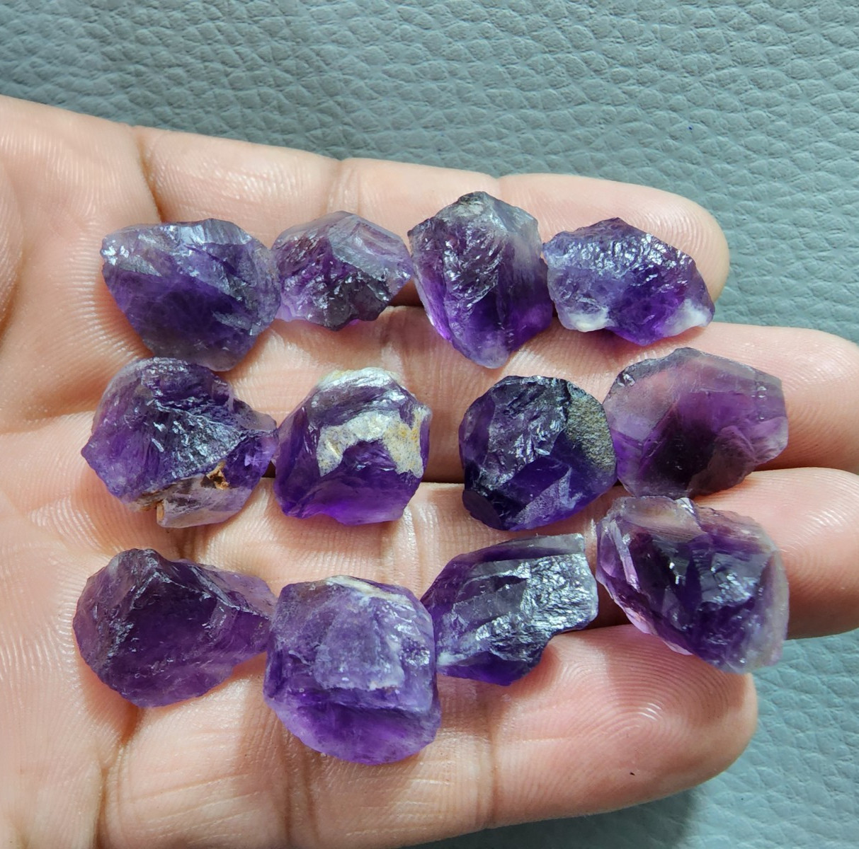 12 Piece Rare A+ Purple Amethyst Rough Crystal Raw Size 13-19 MM Jewelry Stones