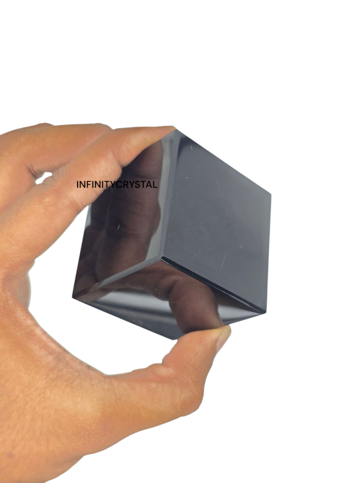 Handmade Obsidian Cube | 55mm Polished Crystal – Zen Desk Meditation Decor Stone
