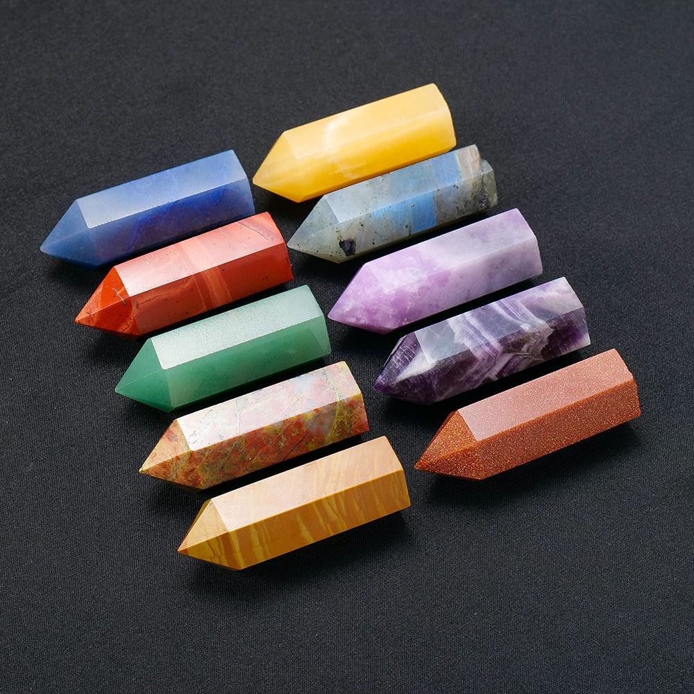 45mm Natural Crystal Point Wand 6 Faceted Prism Reiki Healing Chakra Stone