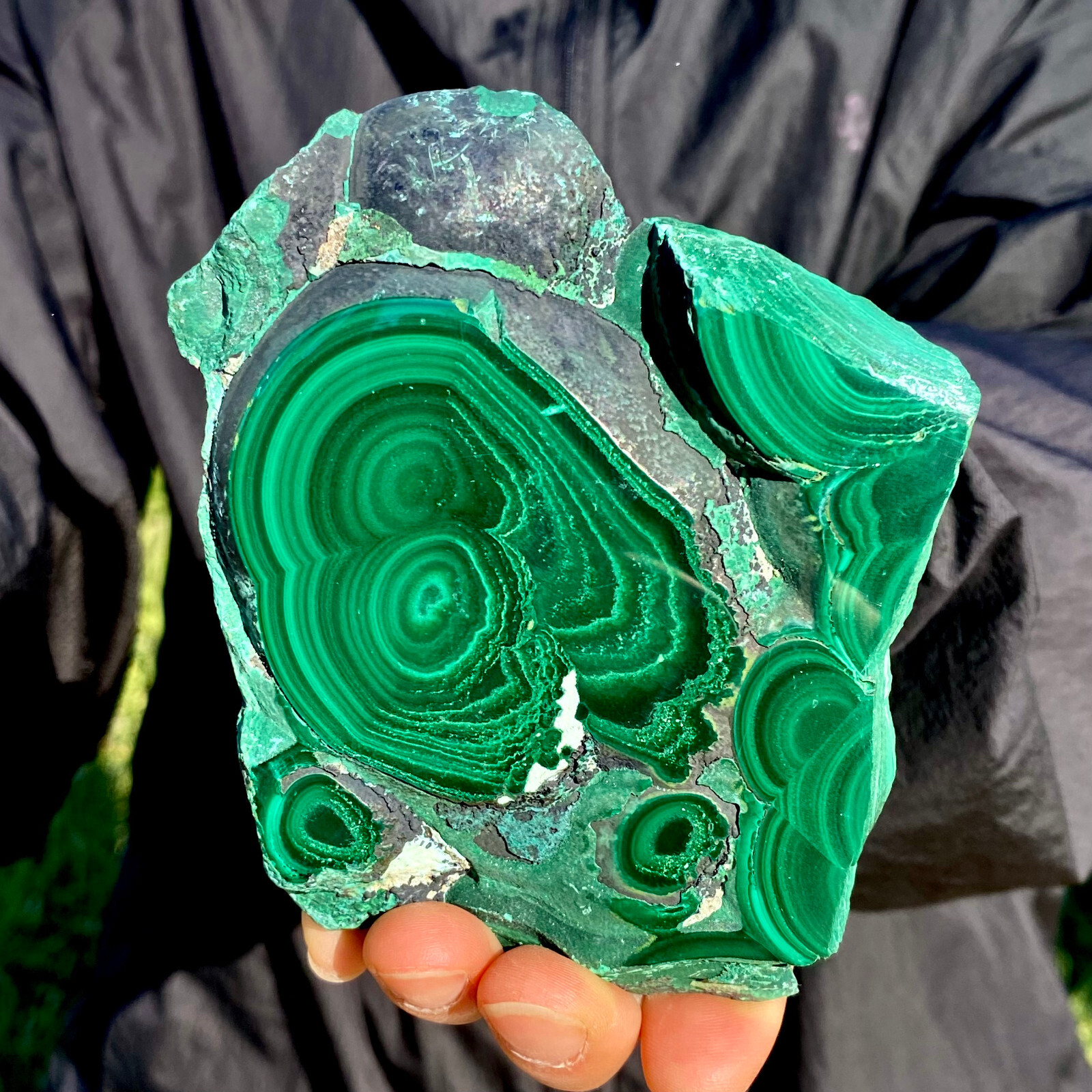 1.92LB A Pair Natural malachite slice quartz crystal luster mineral specimen