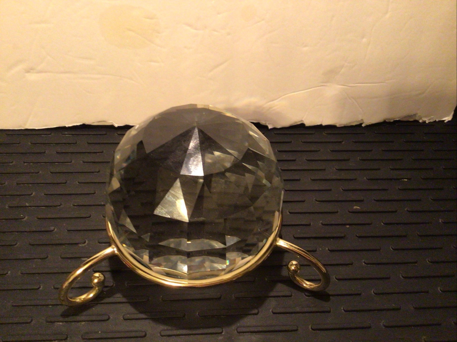 Multi Faceted Clear Magic Crystal Sphere W/stand 5” In Diameter