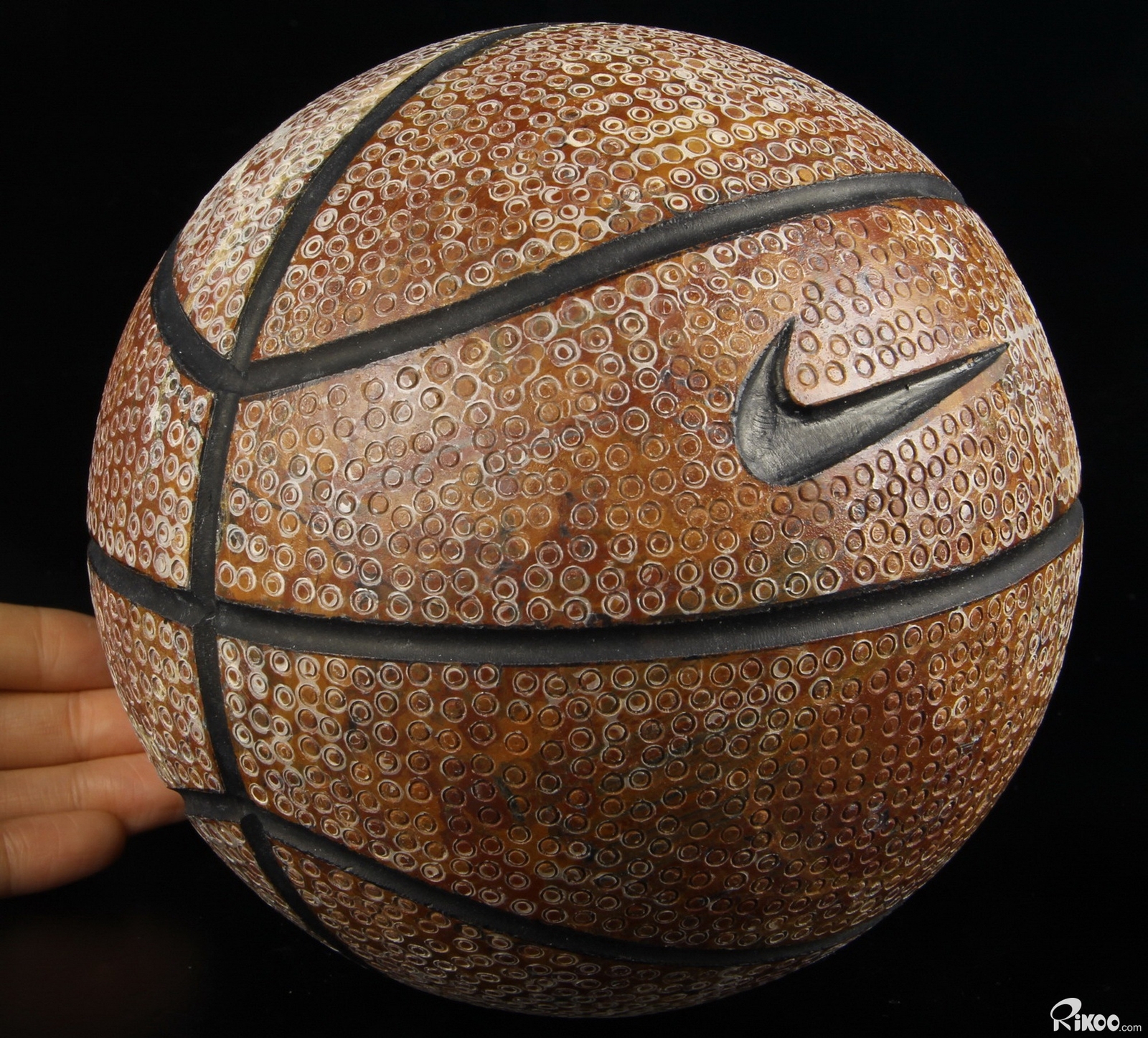 New! Basketball 6.0″ Dinosaur Egg Agate Carved Crystal Sphere, Crystal Healing