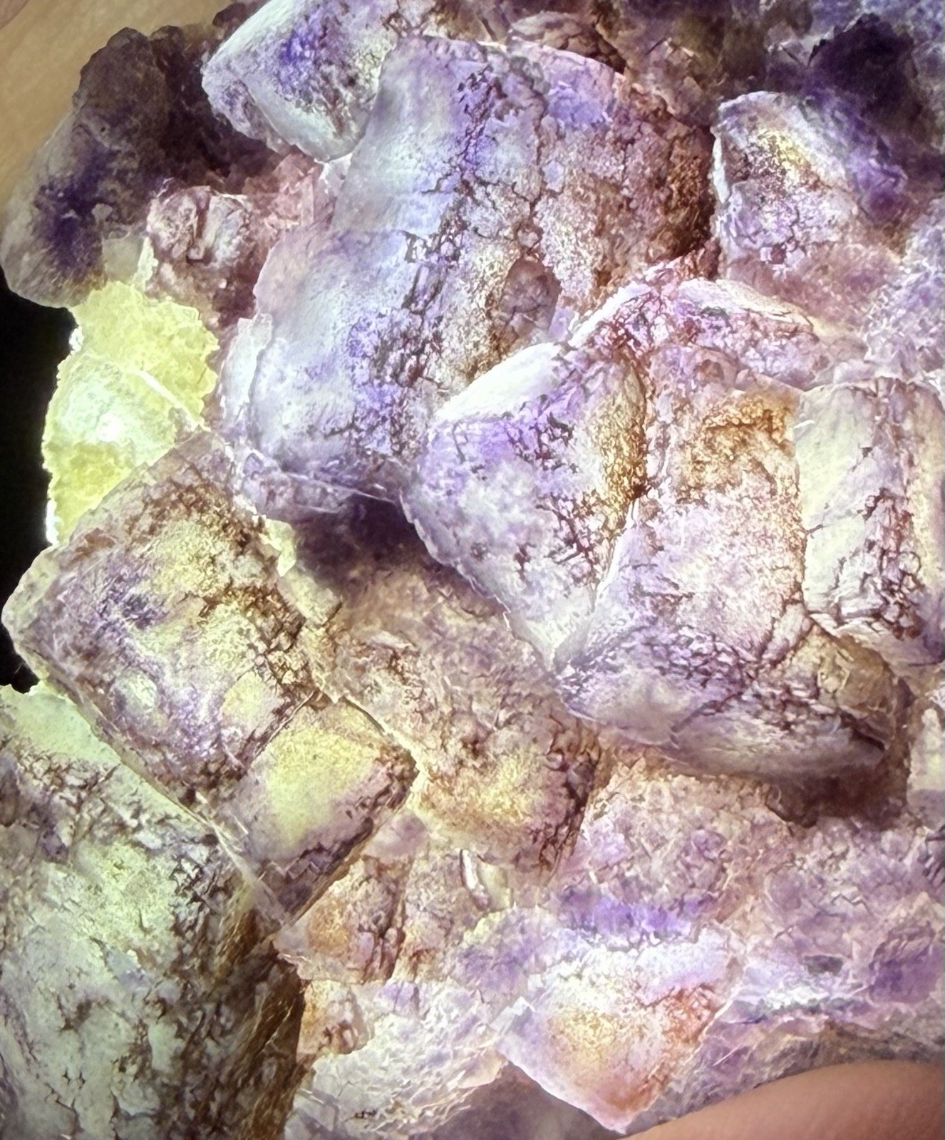 Crystal 58g Natural Coated Purple Window Cube Fluorite Specimen Mineral