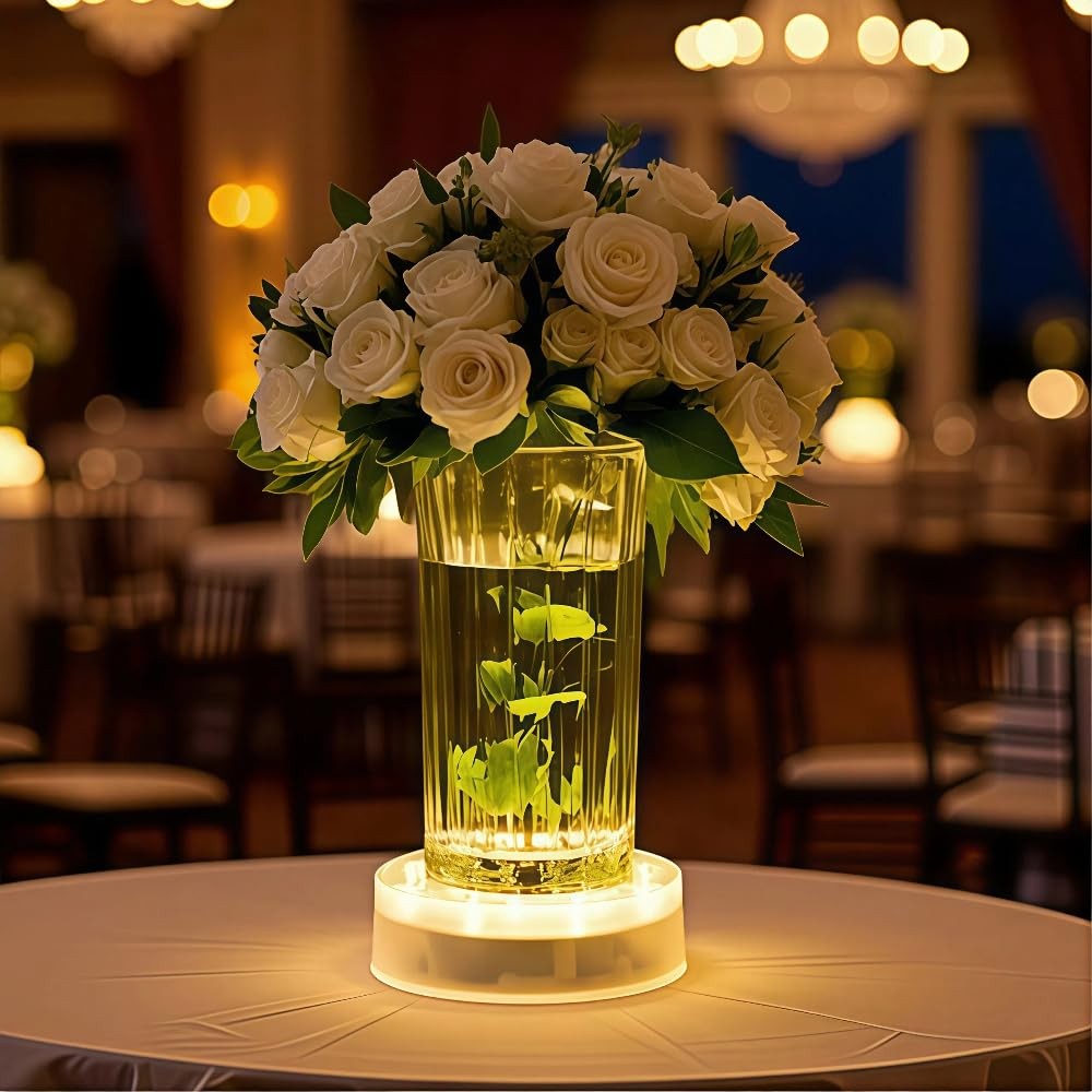 4Inch Round LED Light Base for Glass Art, Vases, and Centerpieces
