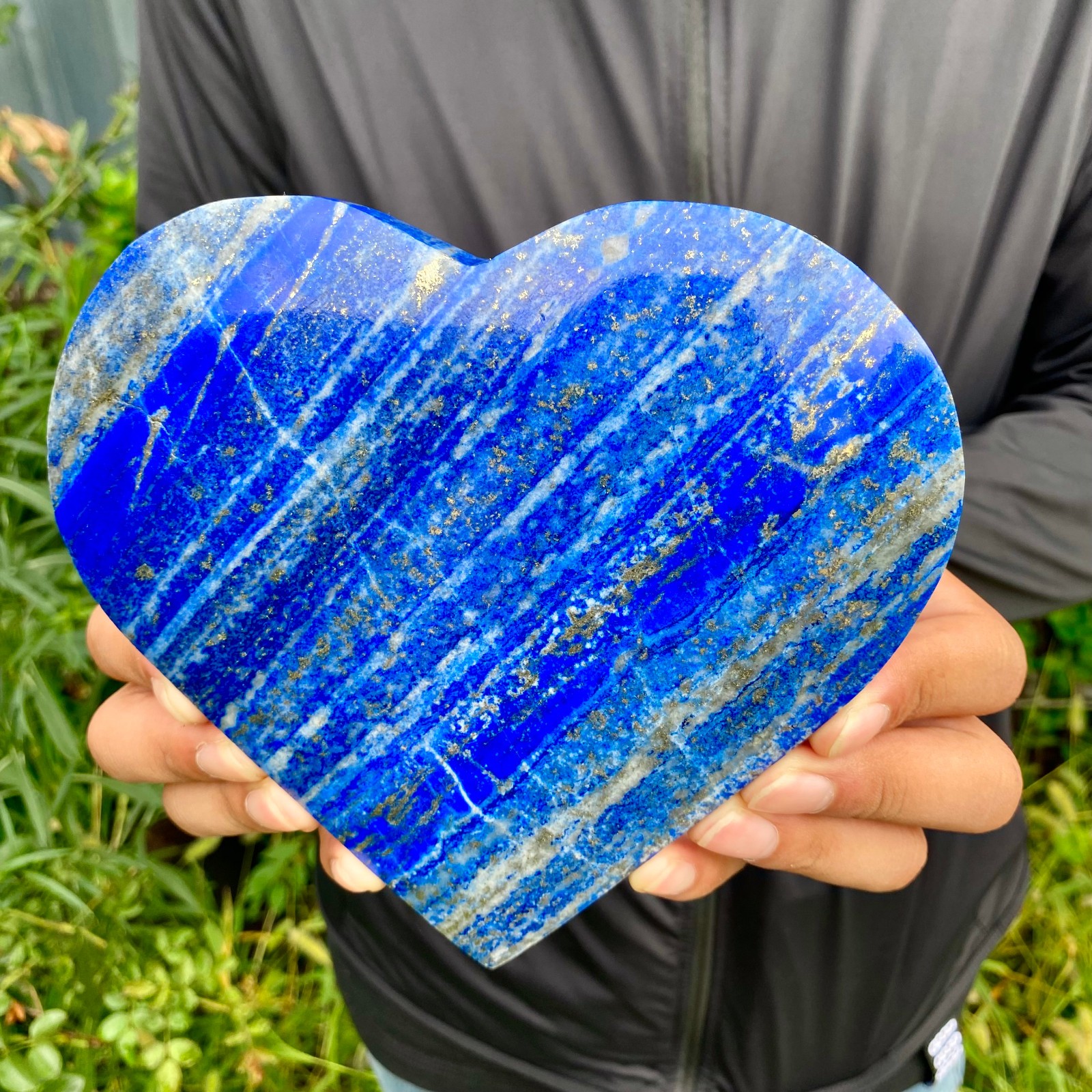 2.1LB Natural Polished Lapis Lazuli Heart Stone Chakra Healing Crystal Home De